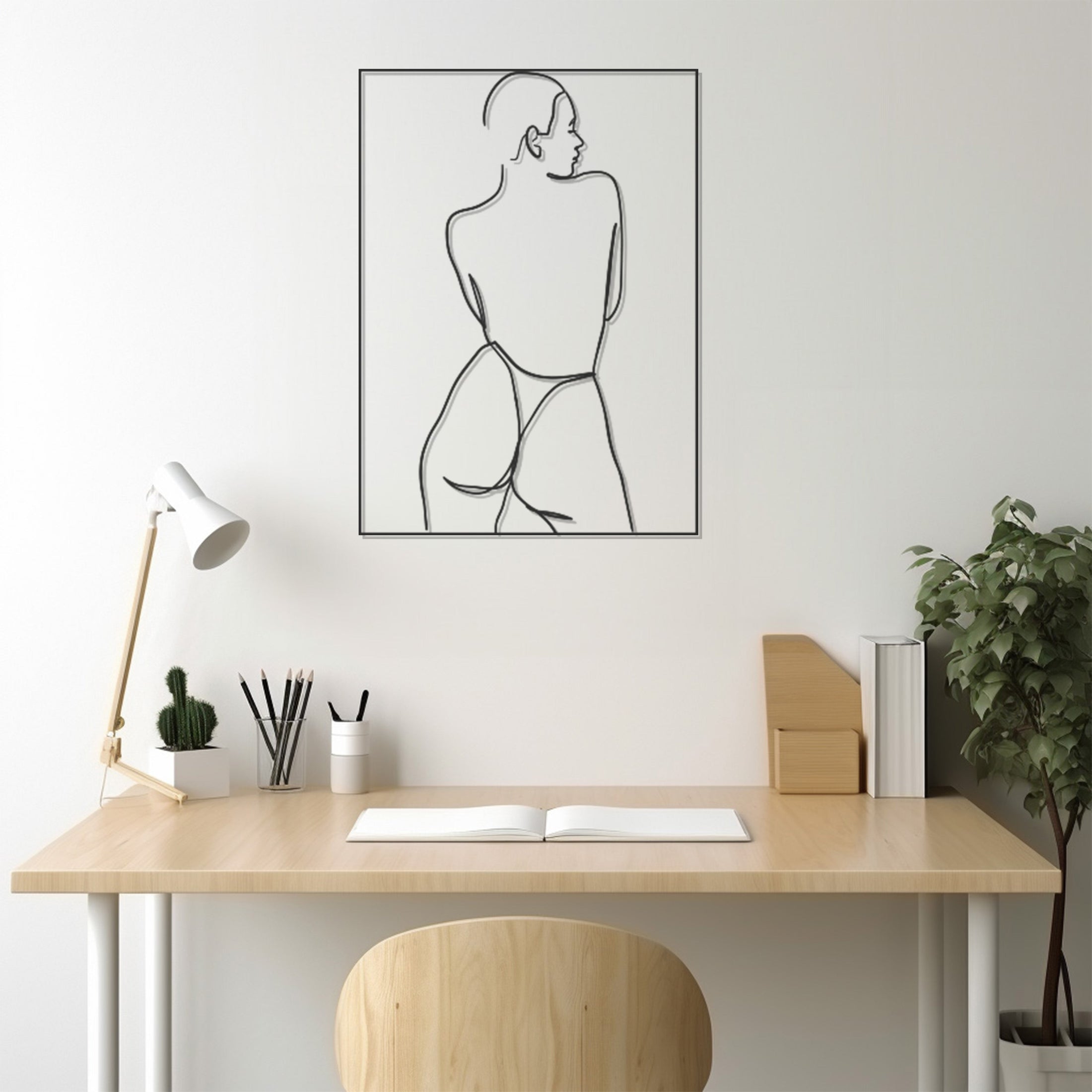 Nude Girl Line Art Metall Wall Art