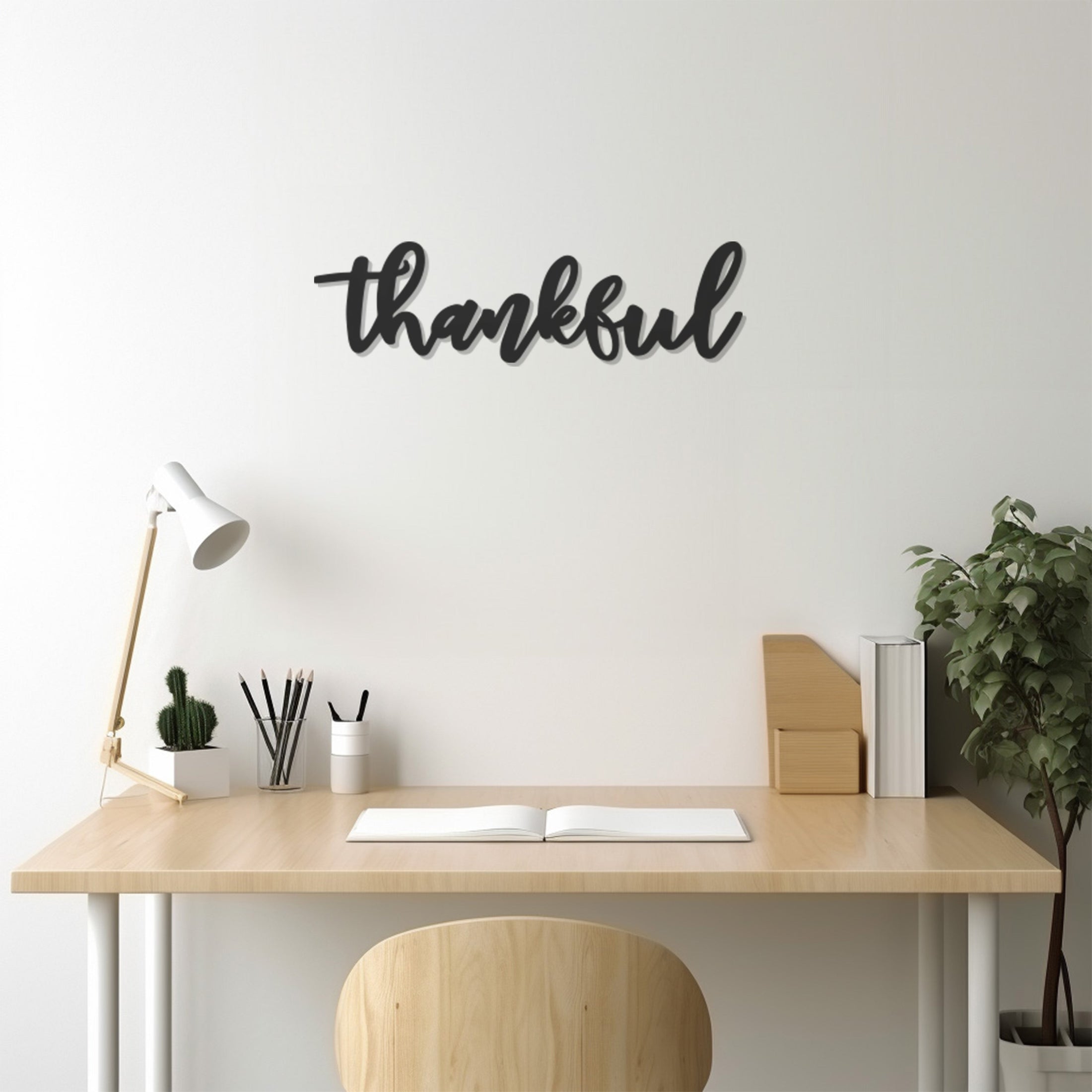 Thankful Lettering Metal Wall Decor