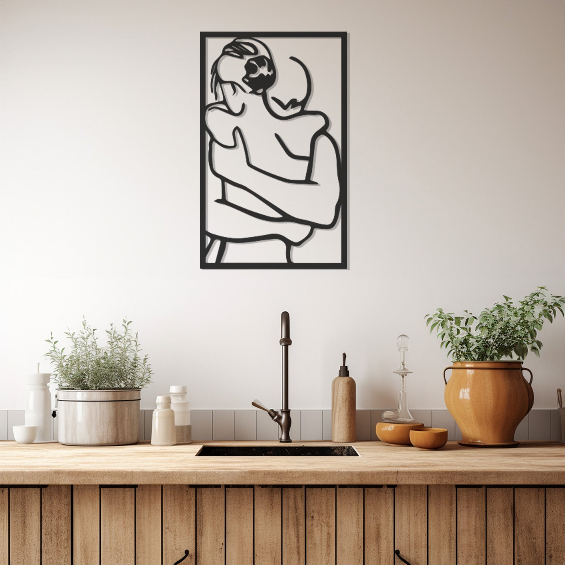 Couple Hugging Metal Wall Art