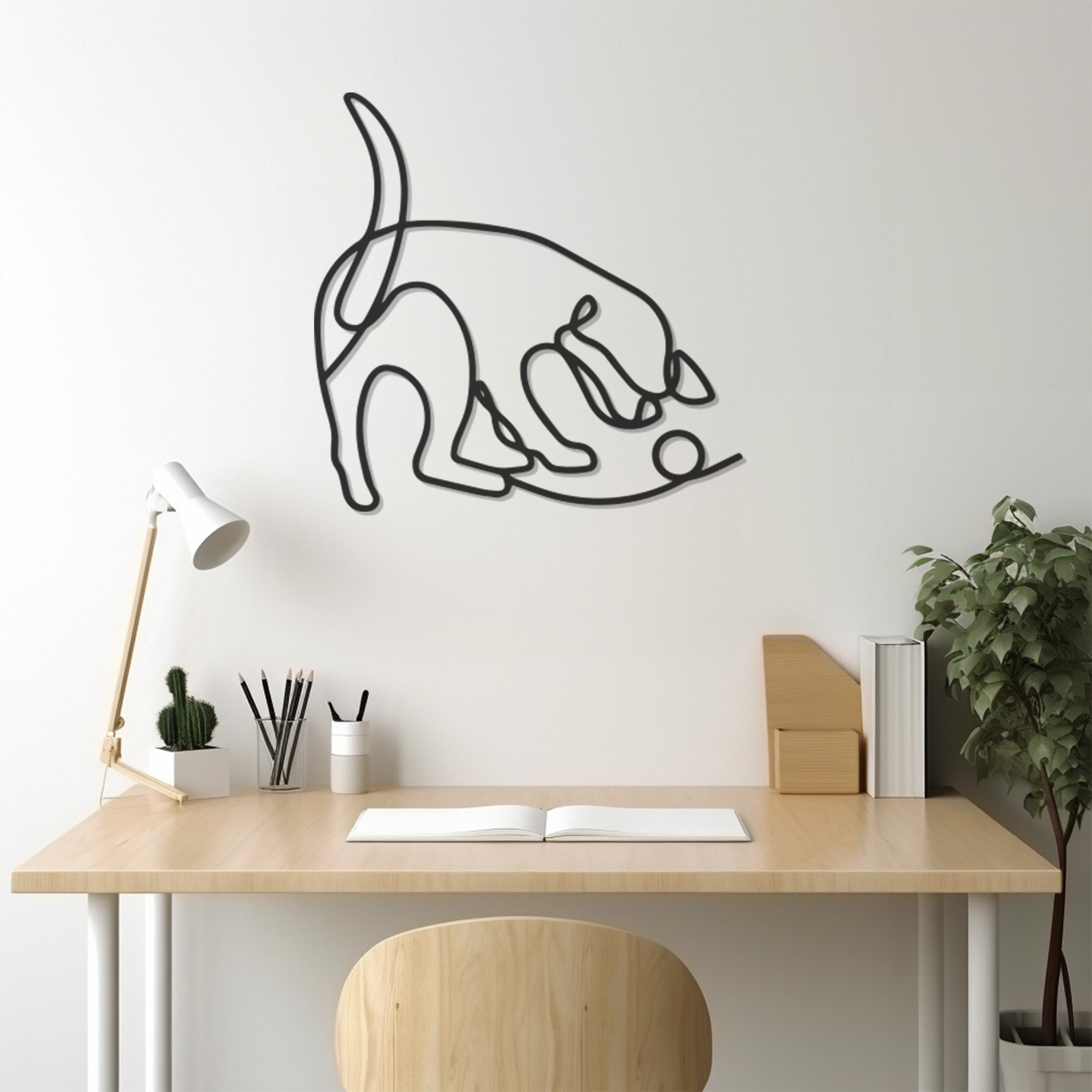 Cat Line Art Metal Wal Decor