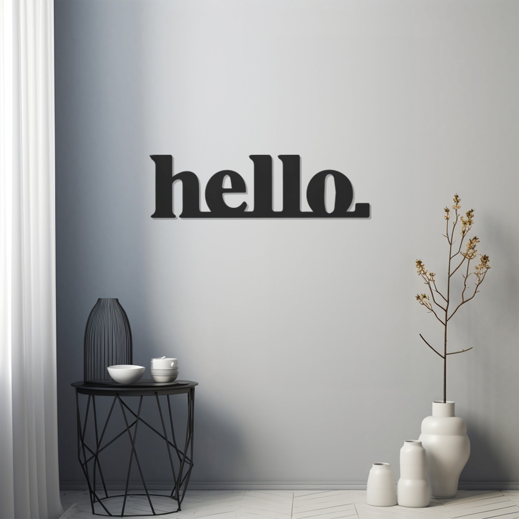 Metal Wall Decor With Hello Lettering