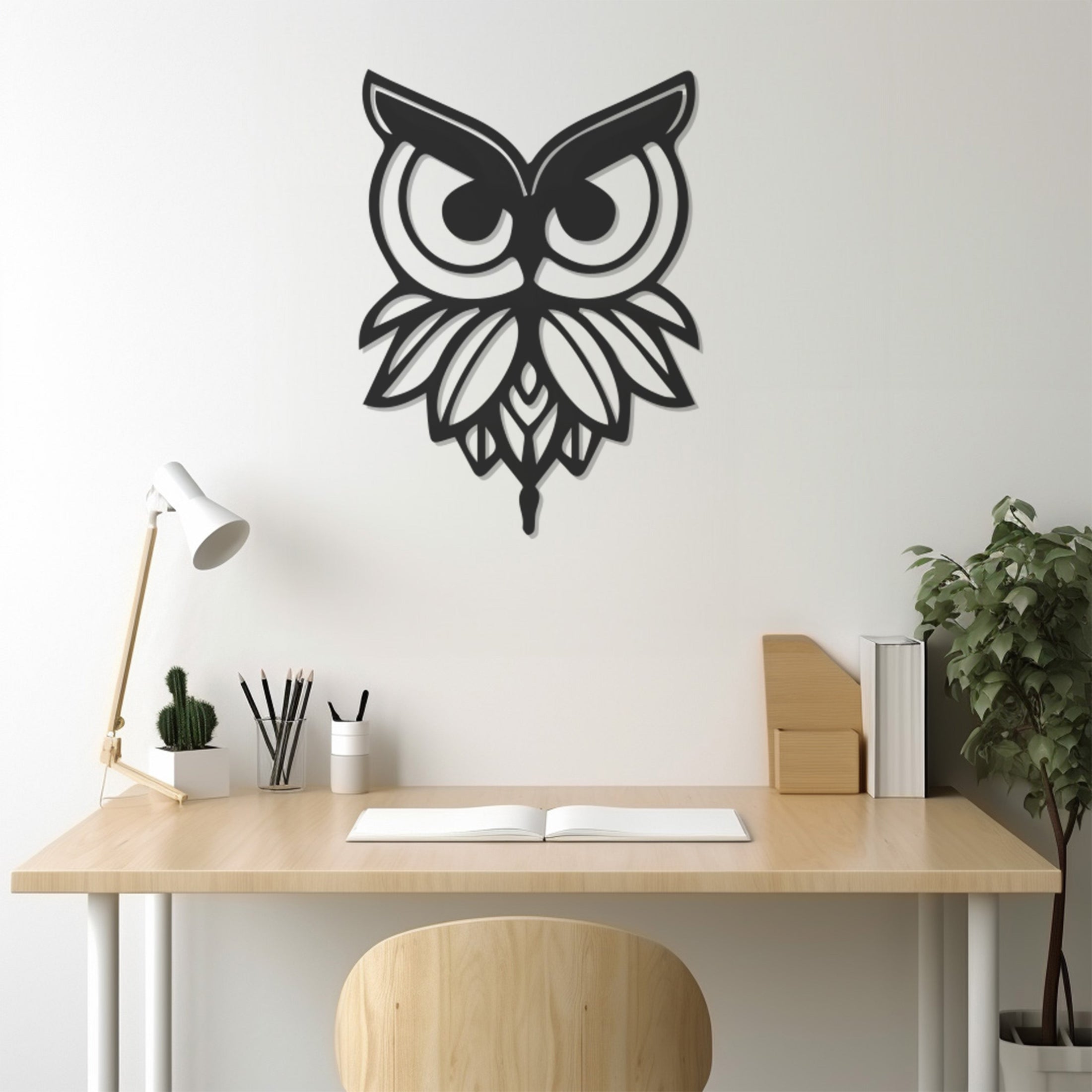 Geometric Owl Portrait Metal Wall Decor