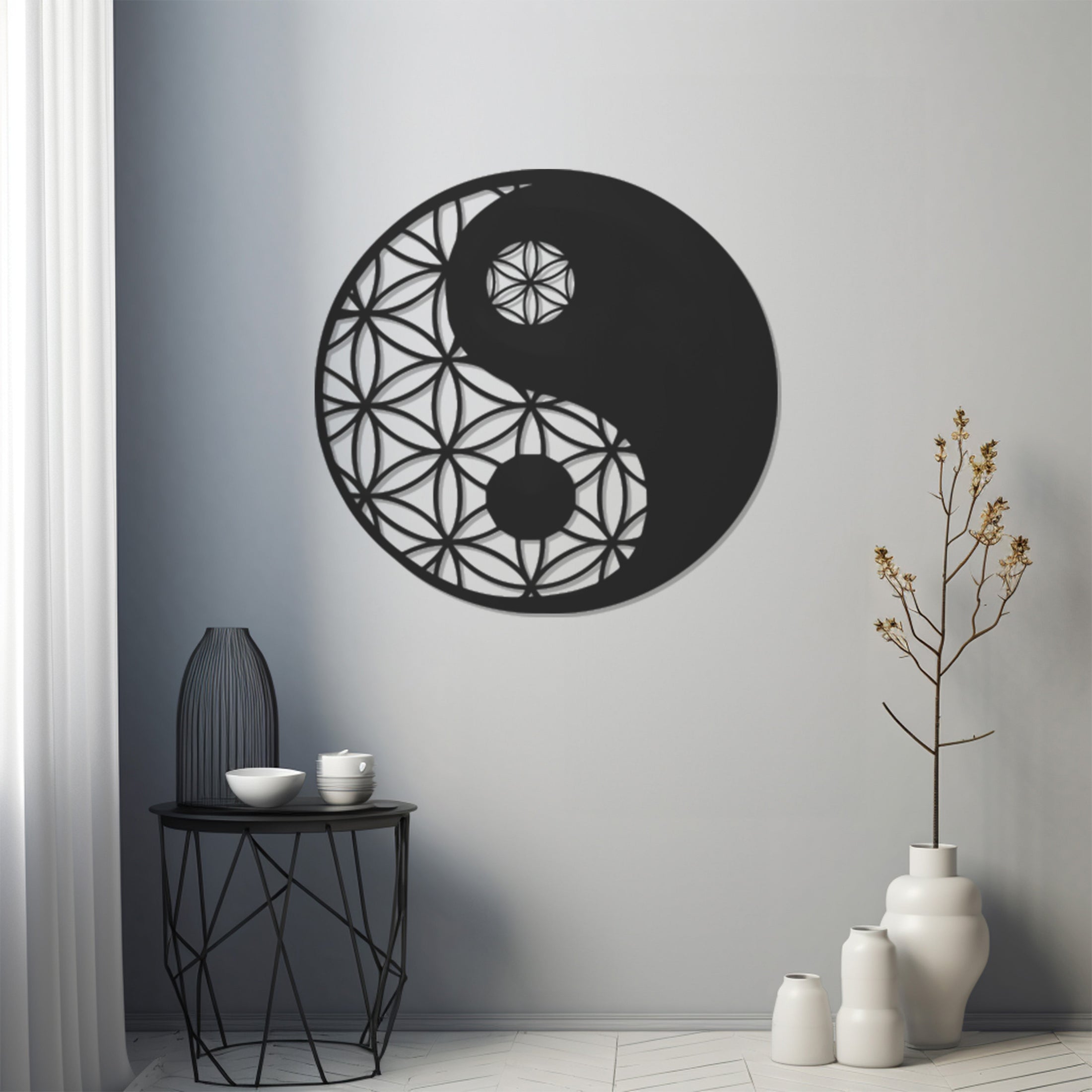 Yinyang Geometric Patterned Metal Wall Decor