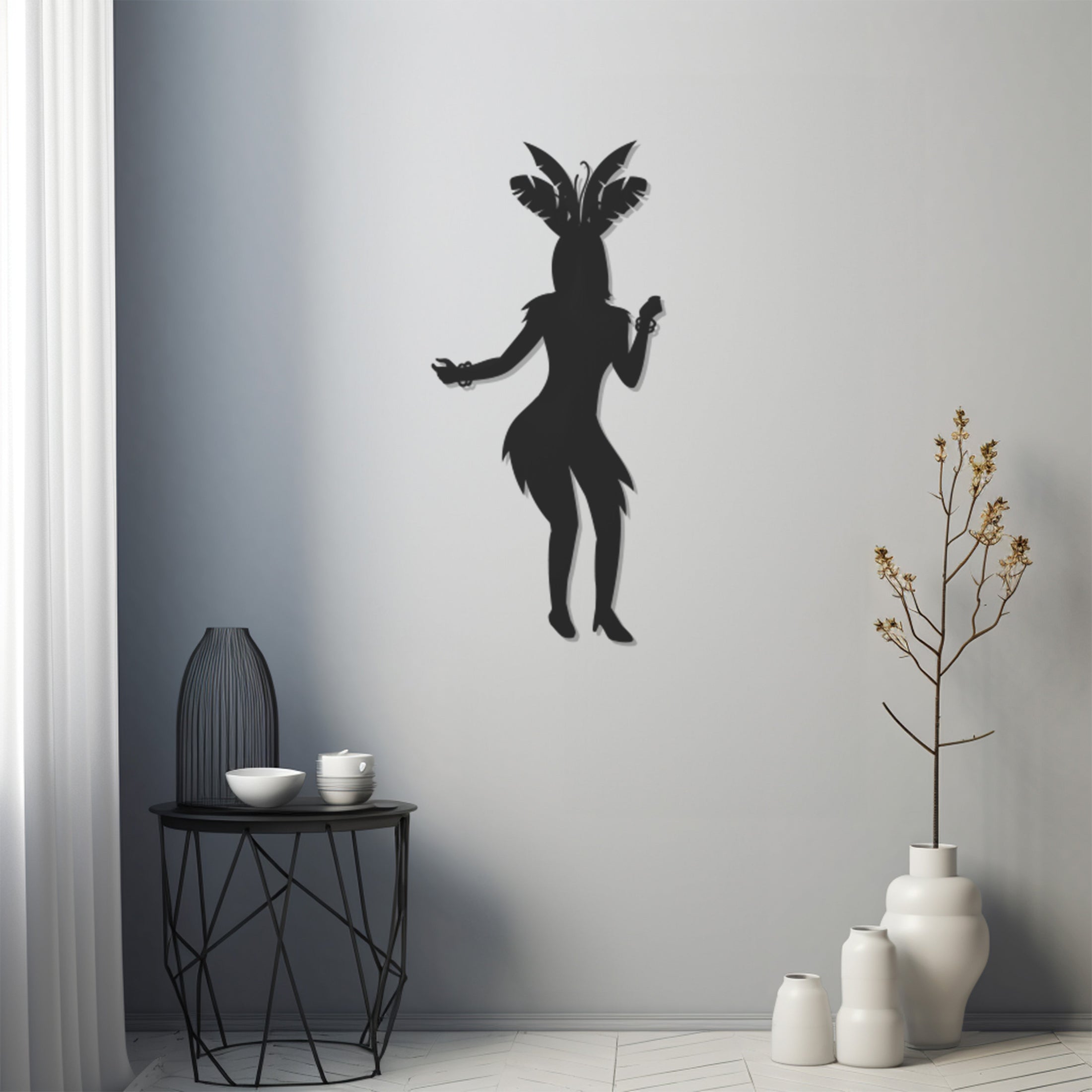 Left Profile Dancing Woman Metal Wall Art