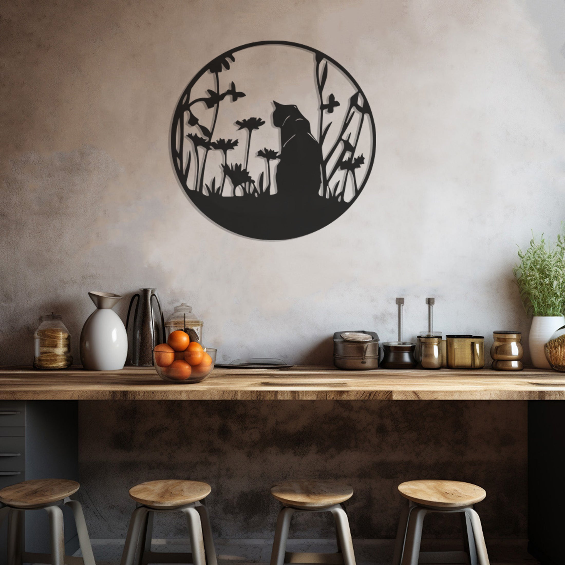 Cat Silhouette Metal Wall Art