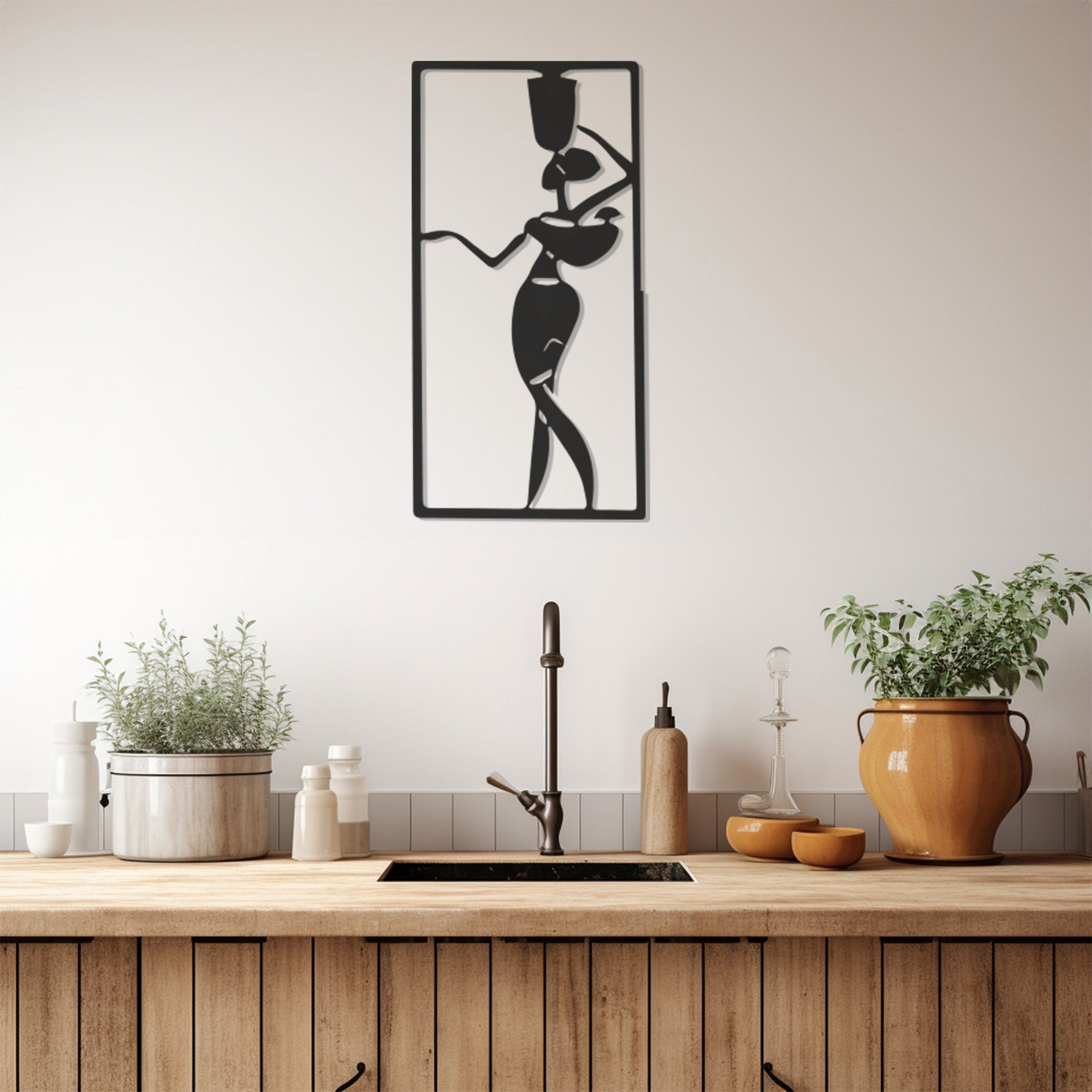 Carrying A Vase On Her Head ,African Woman Carrying A Basket Metal Wall Art