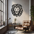 Load image into Gallery viewer, Geometric Lion Head Silhouette Metal Wall Art, Metal Wall art
