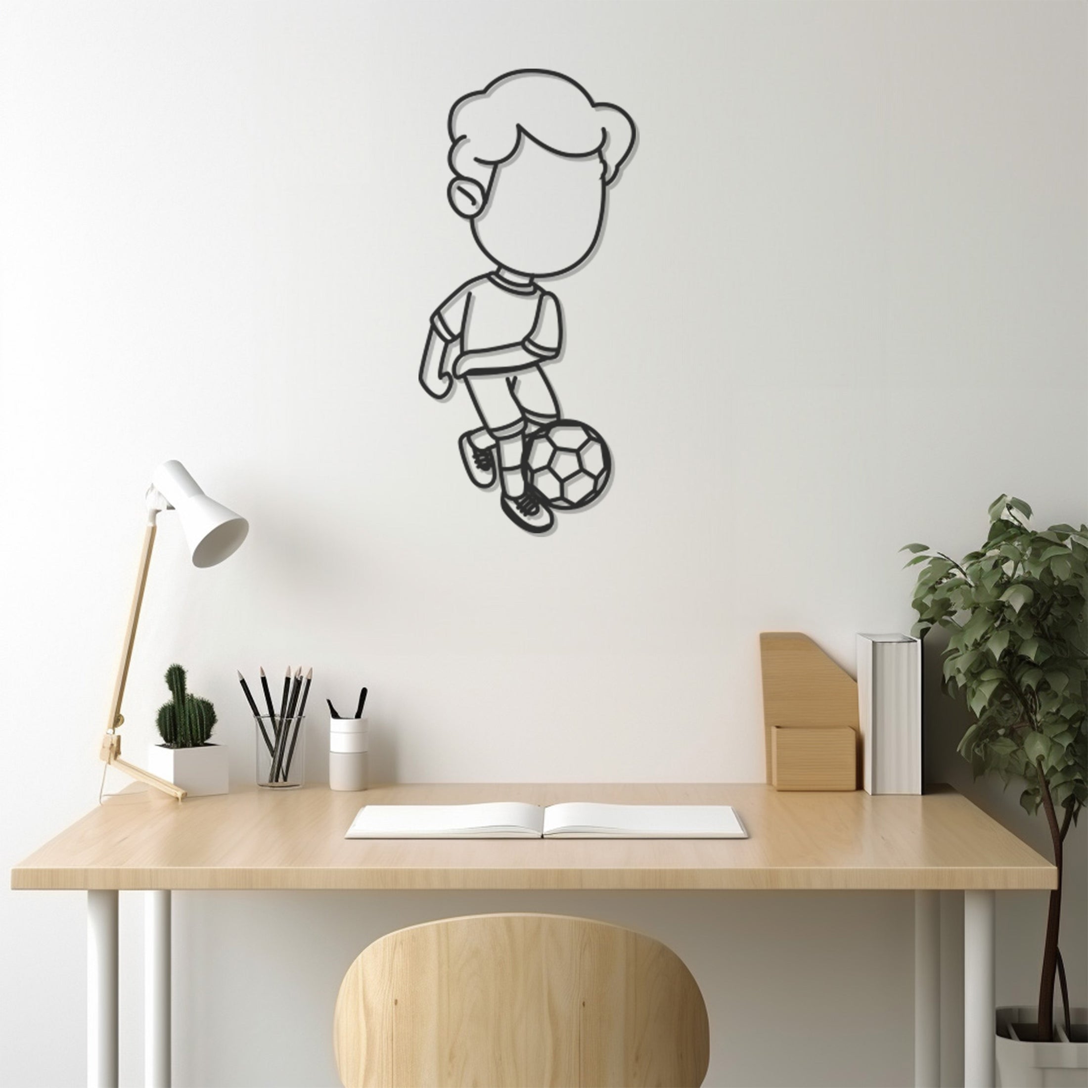 Boy And Football Metal Wall Art, Wall Decor, Metal Wall art