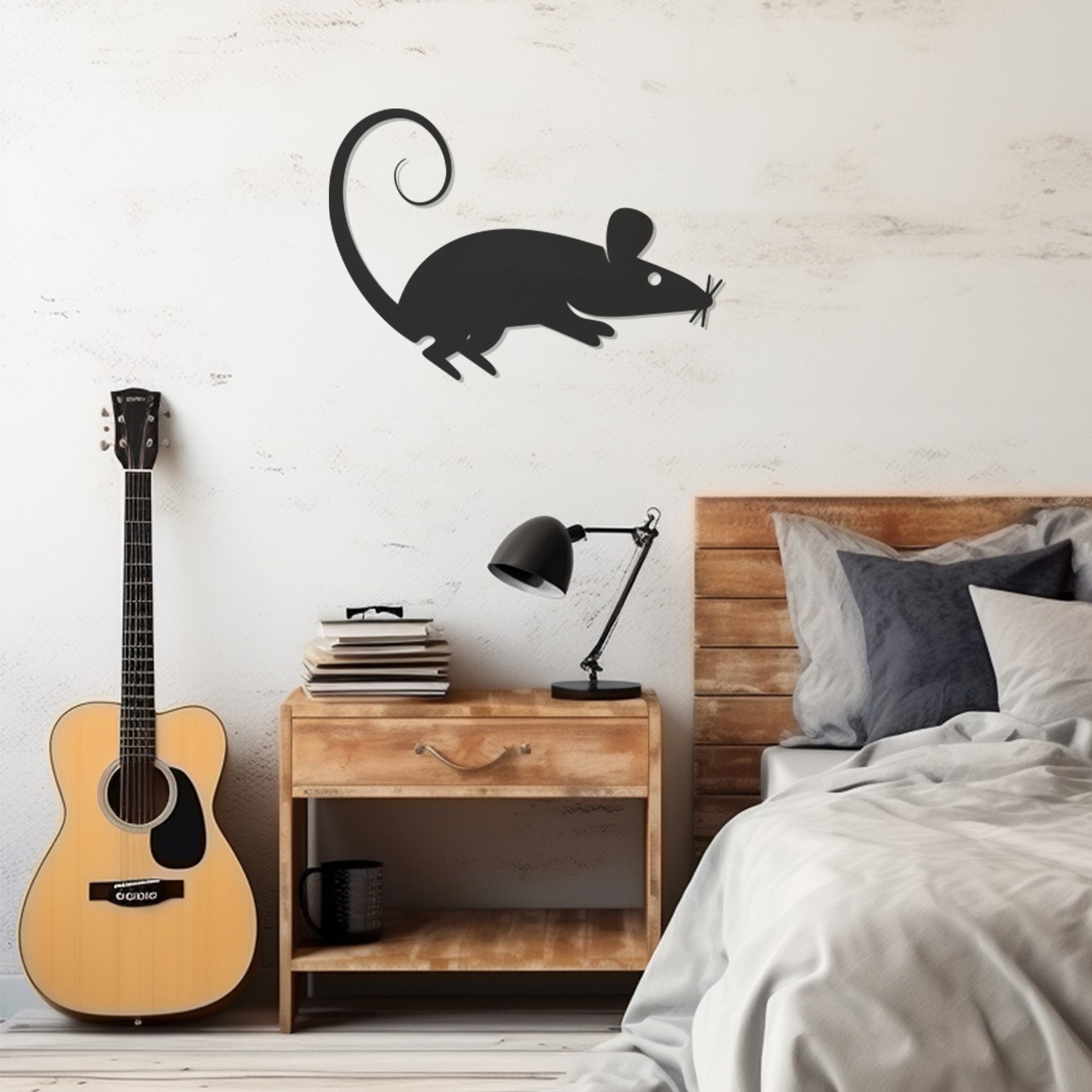 Mouse Silhouette Metal Wall Art Decor, Wall Decor, Metal Wall art