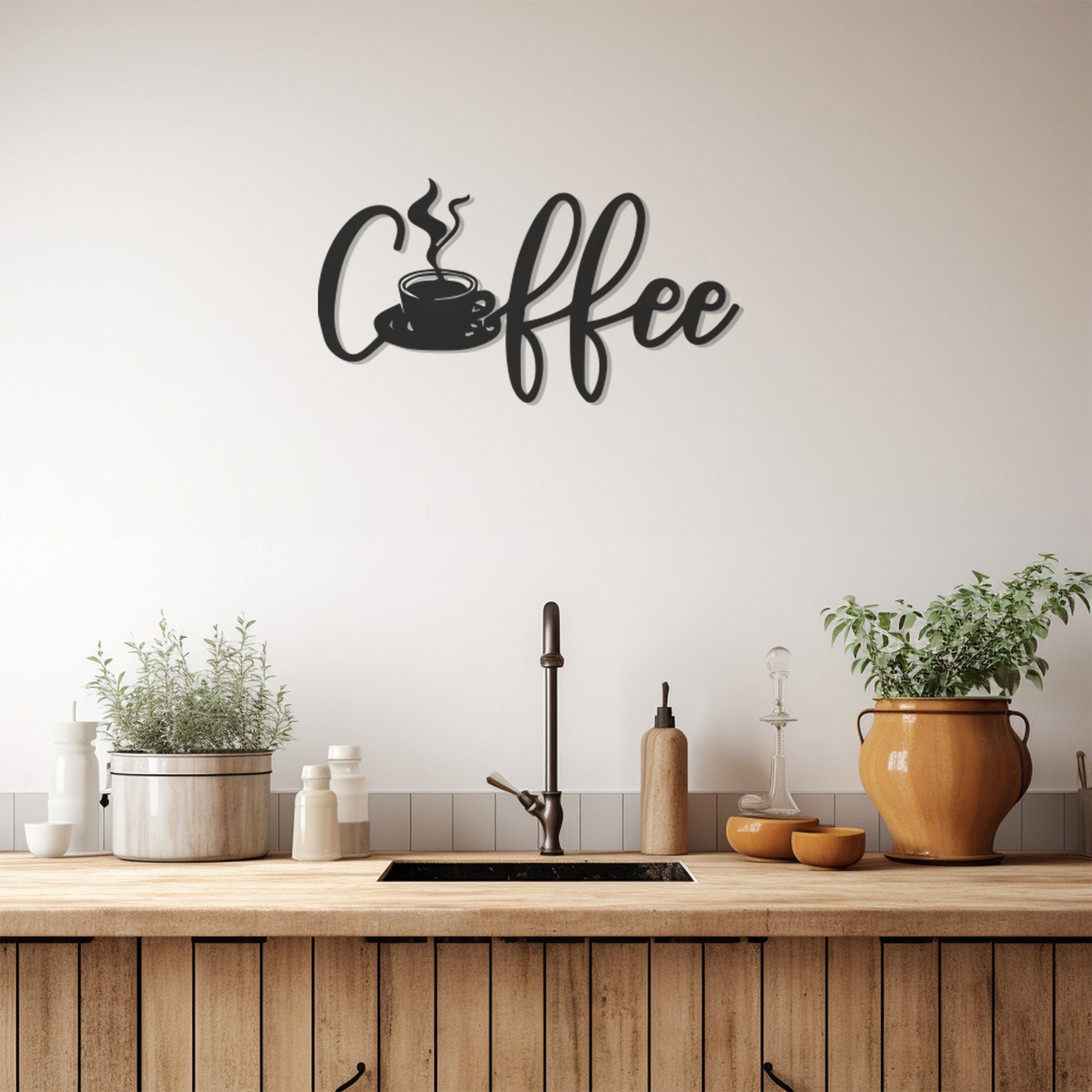 Metal Wall Decor With Coffee Writing