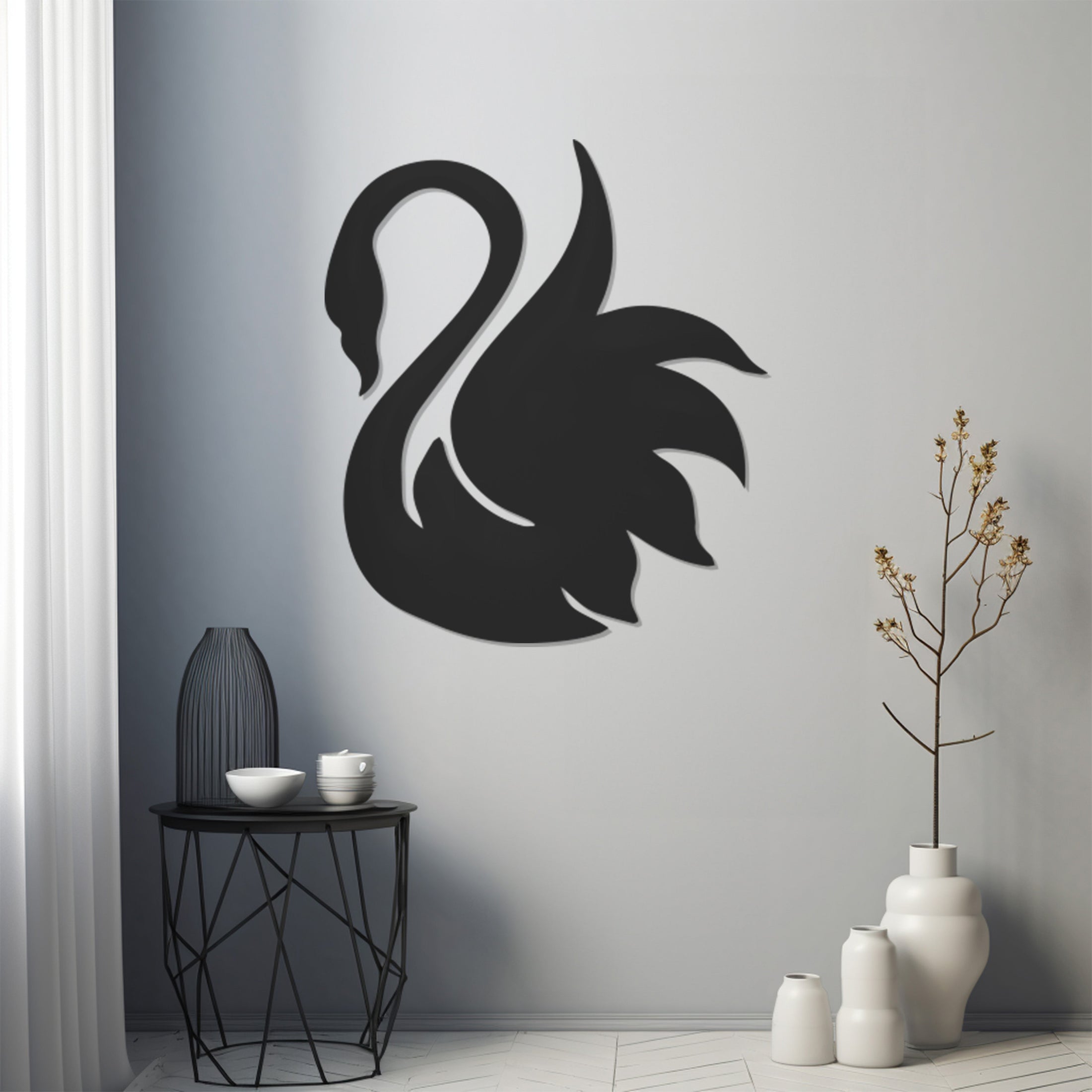 Swan Silhouette Metal Wal Art