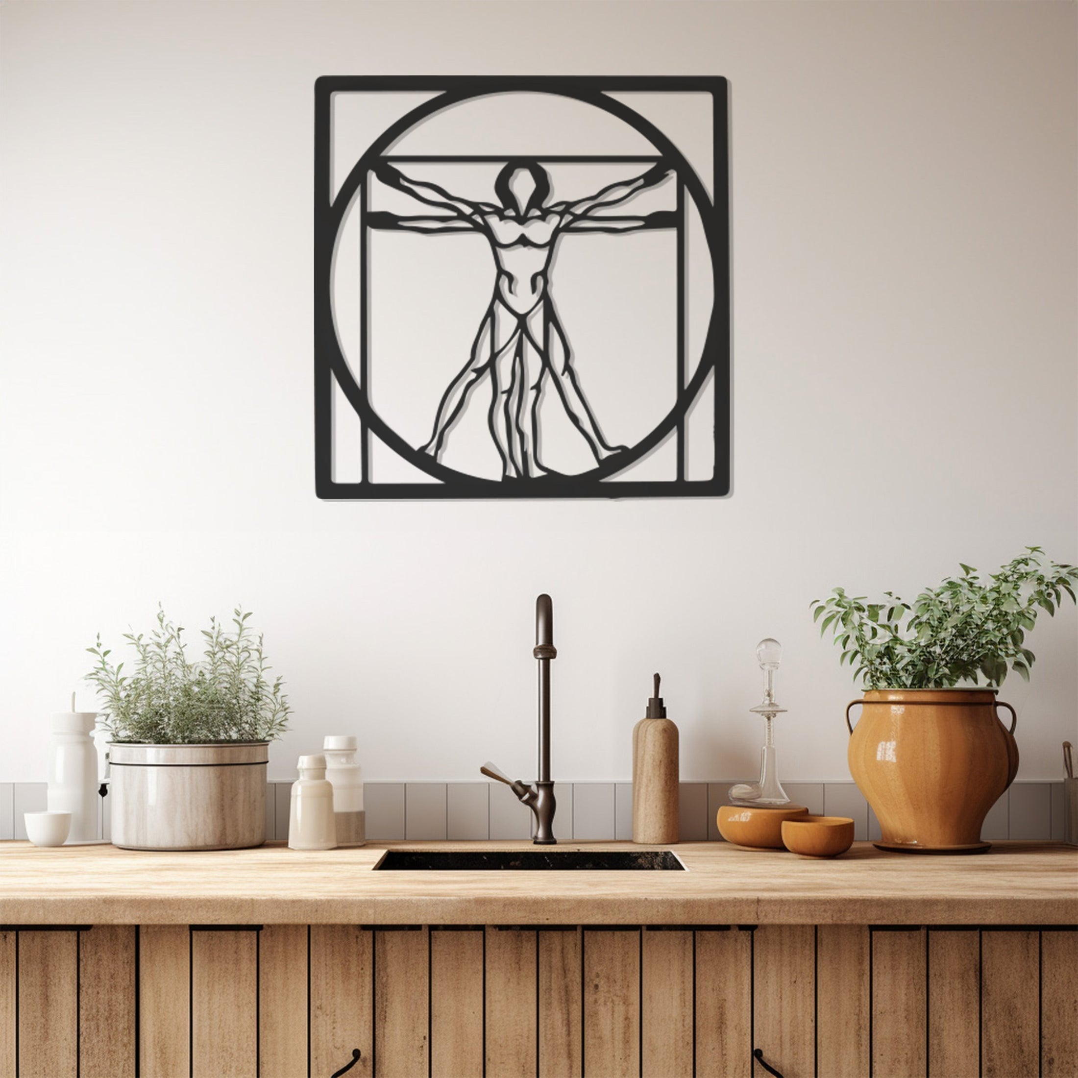 Vitruvian Man Metal Wall Art, Wall Decor, Metal Wall art