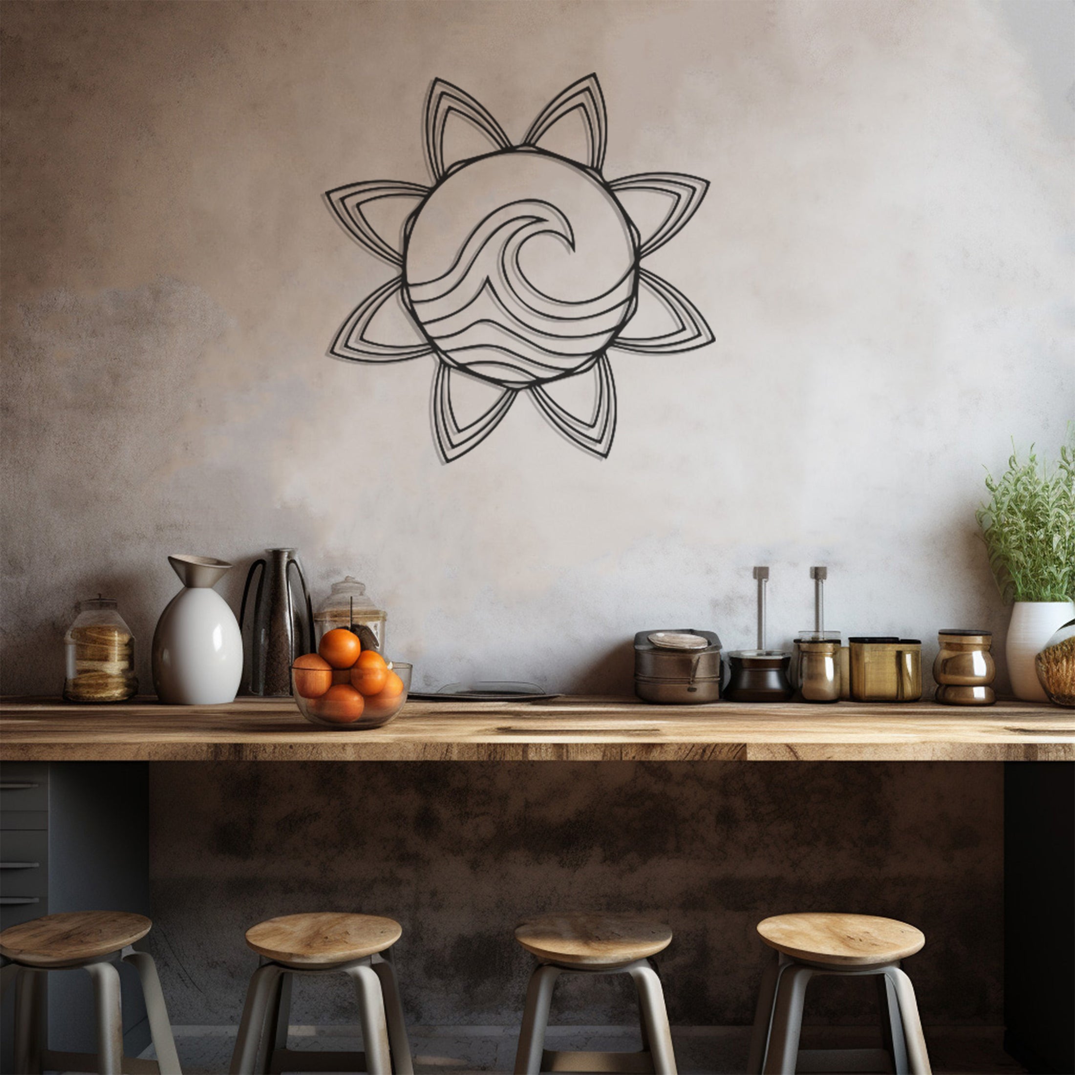 Sea Sun Geometric Metal Wall Decor, Wall Decor, Metal Wall art