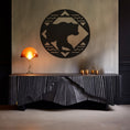 Load image into Gallery viewer, Silhouette Of Bear In Circle Metal Wall Art Decor, Metal Wall art
