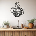 Load image into Gallery viewer, Emtal Wall Decor With Coffe Written On The Silhouette Of A Cup
