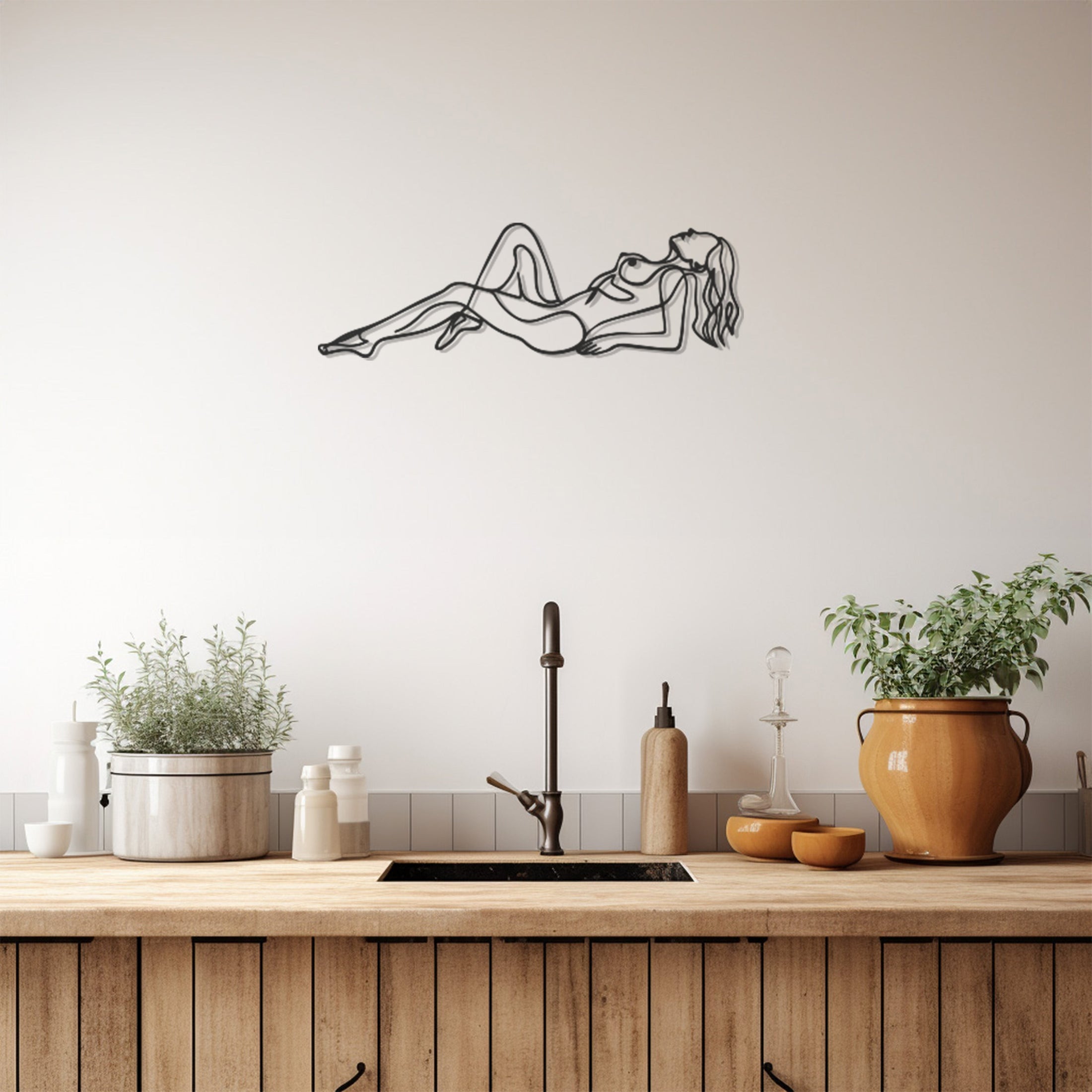 Woman Stretching Metal Wall Art, Wall Decor, Metal Wall art