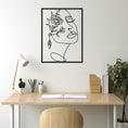 Load image into Gallery viewer, Silhouette Of Woman Face With Rose Line Art Metal Wall Art
