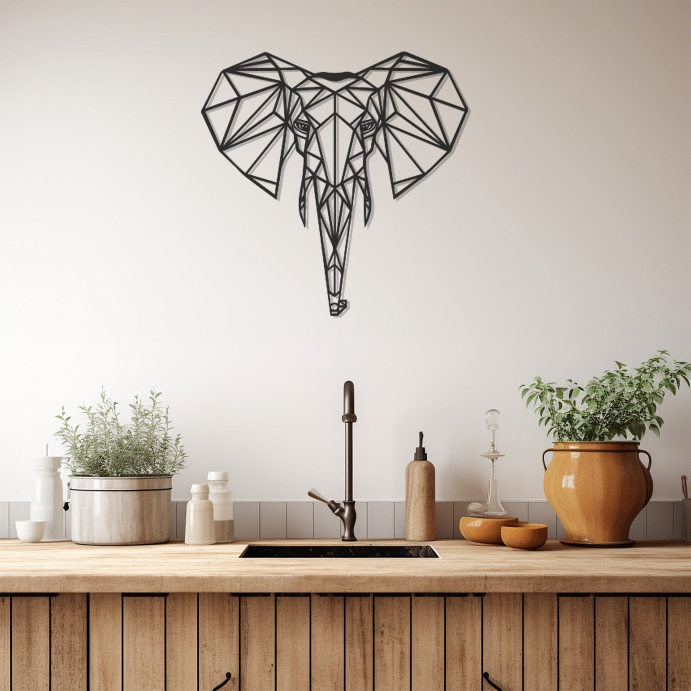 Geometic Elephant Metal Wall Art