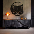 Load image into Gallery viewer, Silhouette Of The Cat'S Head Over The Crescent Metal Wall Art
