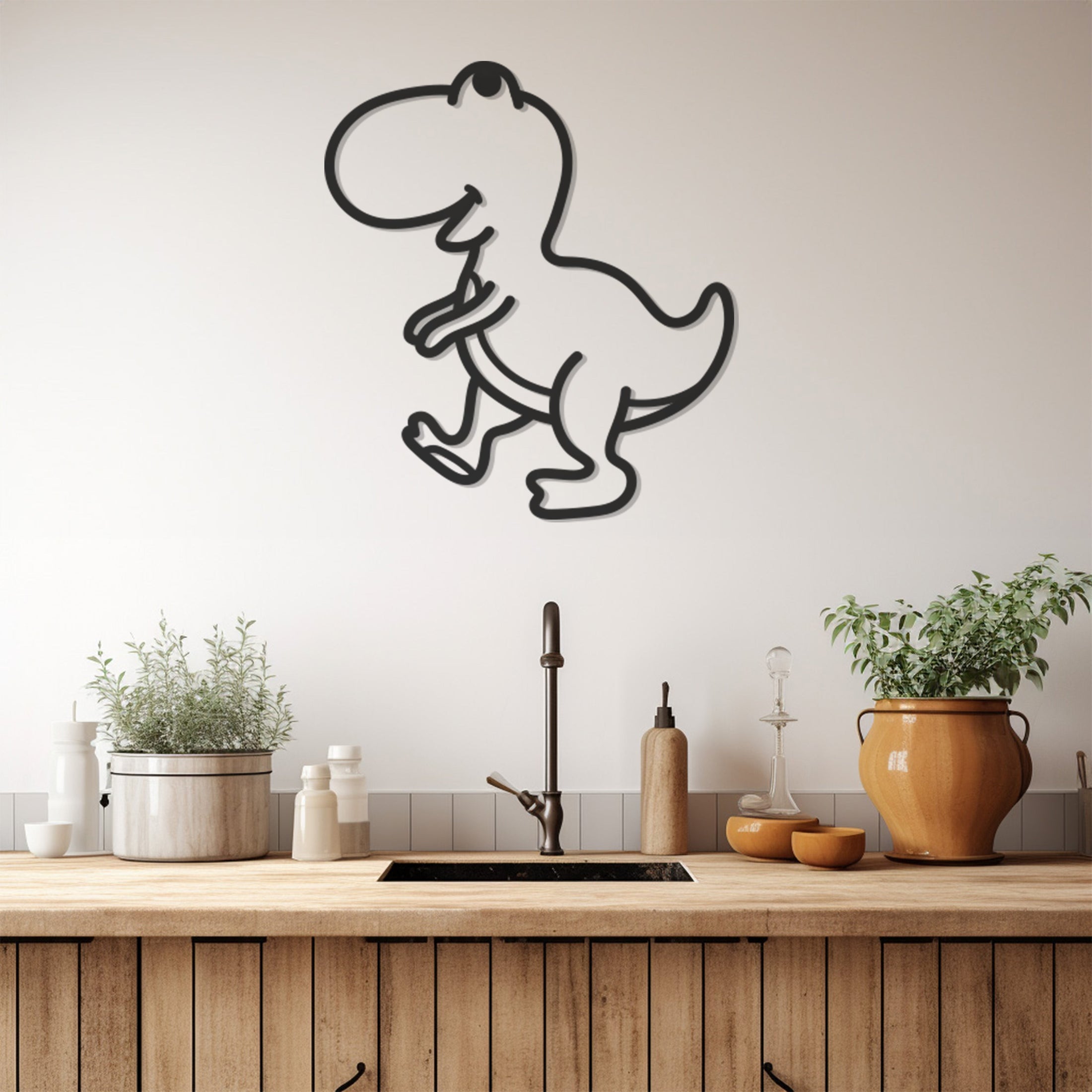 Baby Dinosaur Object Metal Wall Art