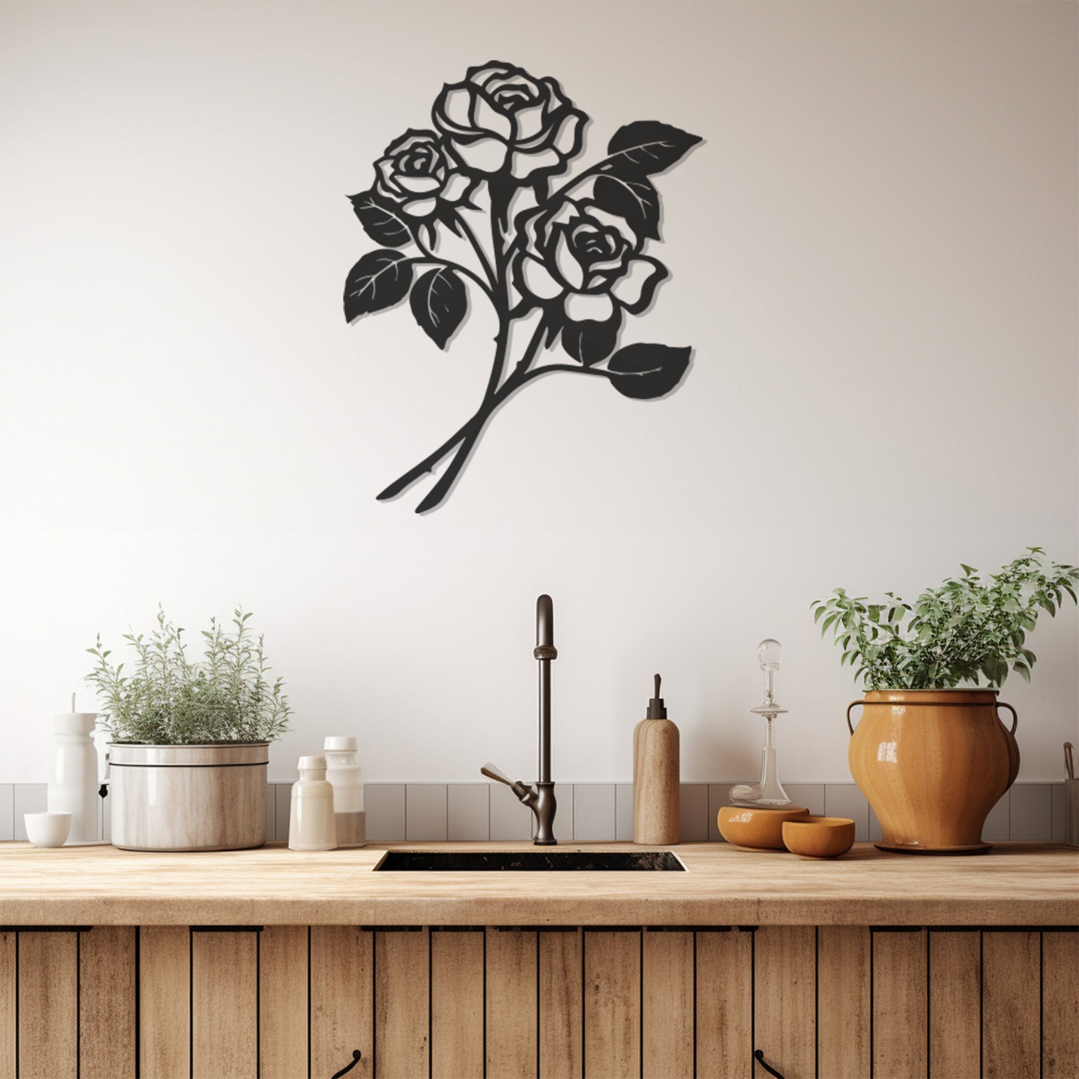 Roses Line Art Metal Wall Art, Wall Decor, Metal Wall art