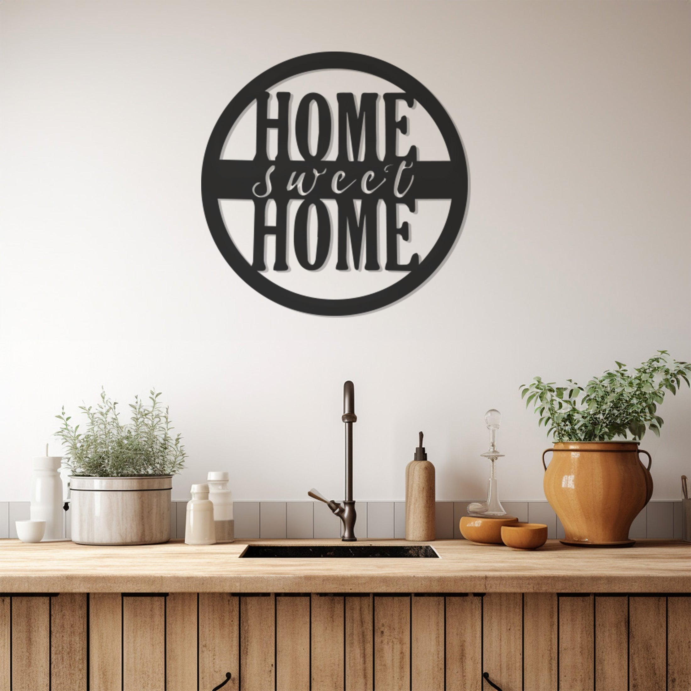 Round Metal Wall Decor With Home Sweet Home