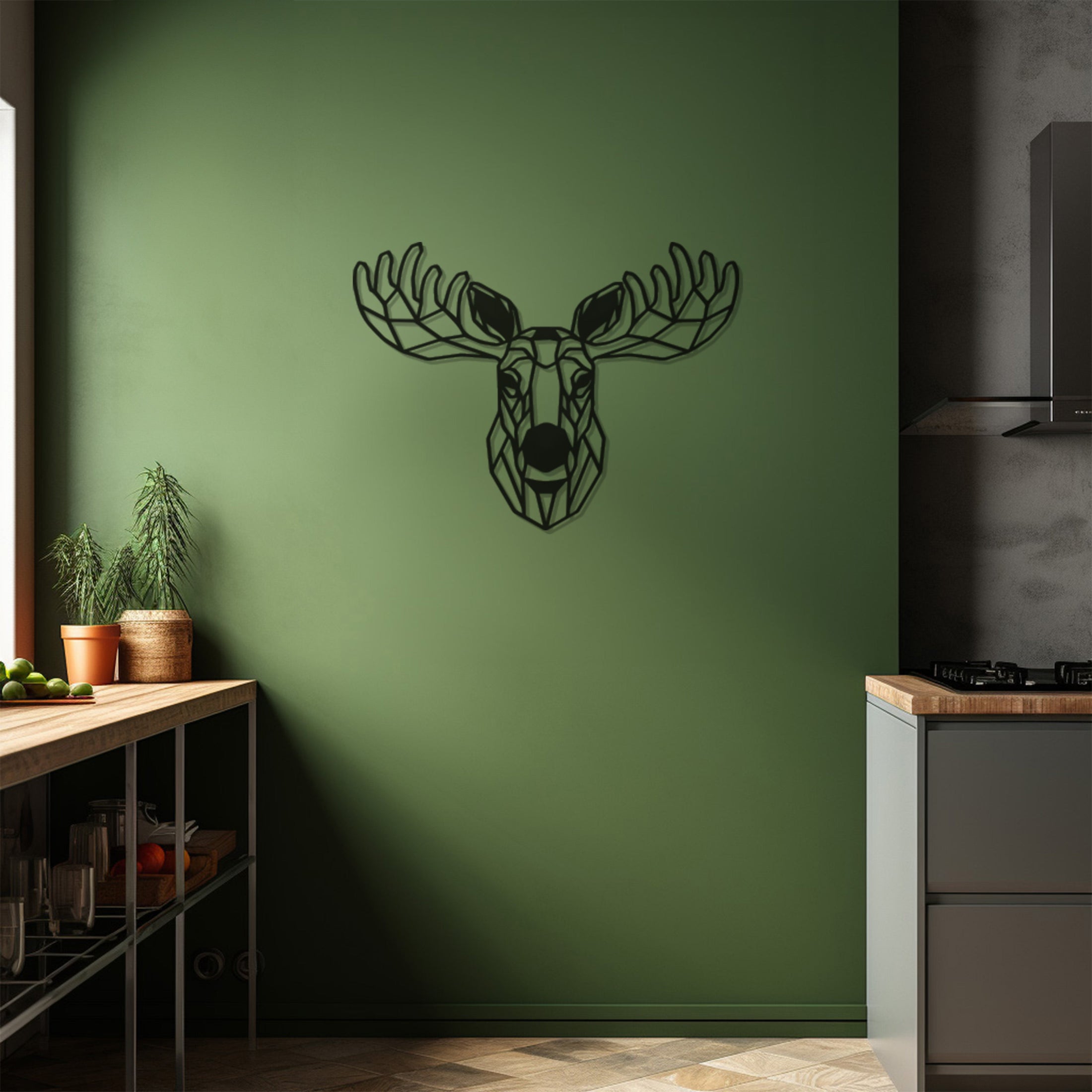 Geometric Deer Metal Wall Decor