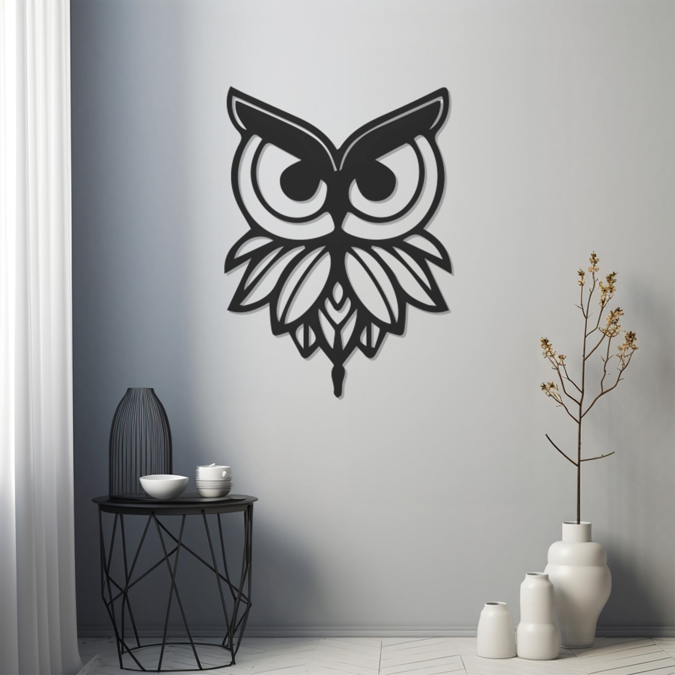 Geometric Owl Portrait Metal Wall Decor