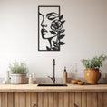 Load image into Gallery viewer, Silhouette Of Woman With Flower On Face Line Art Metal Wall Art
