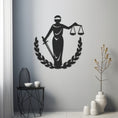 Load image into Gallery viewer, Lady Justice Figure Metal Wall Art
