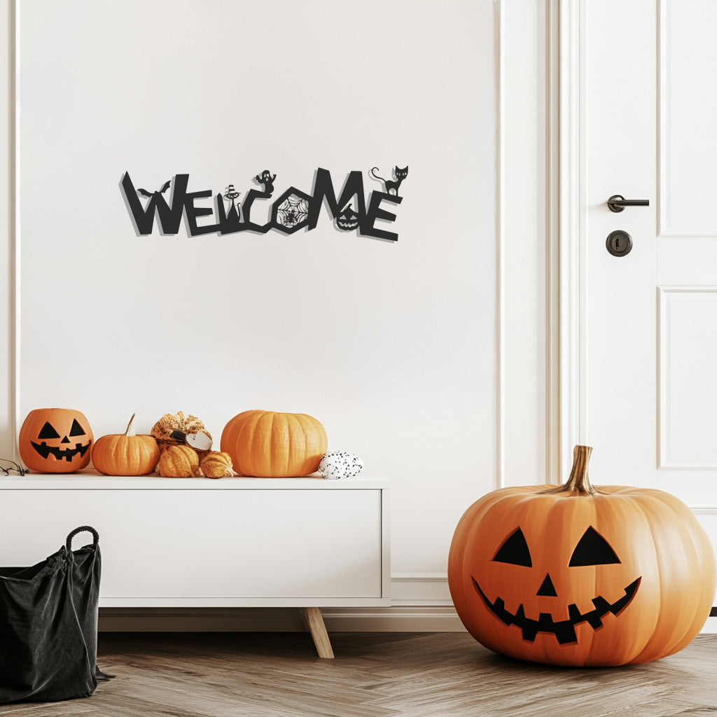 Halloween Theme Welcome Metal Wall Art