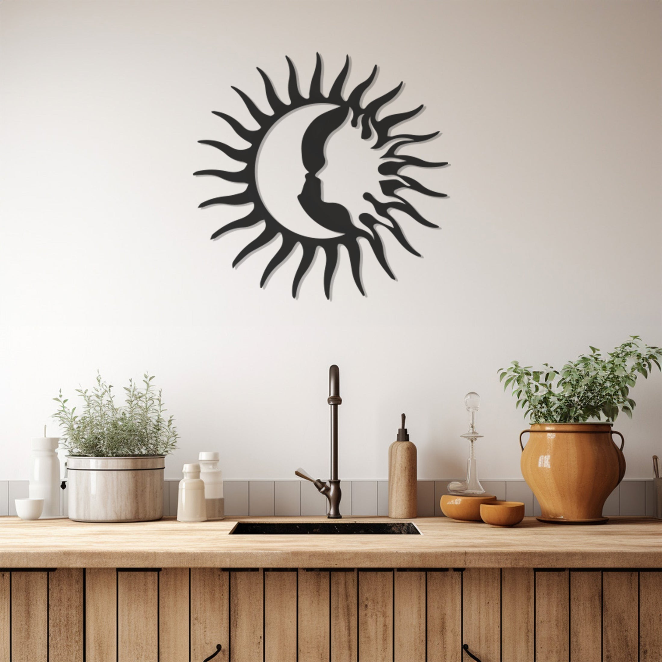 Moon And Sun Metall Wall Art