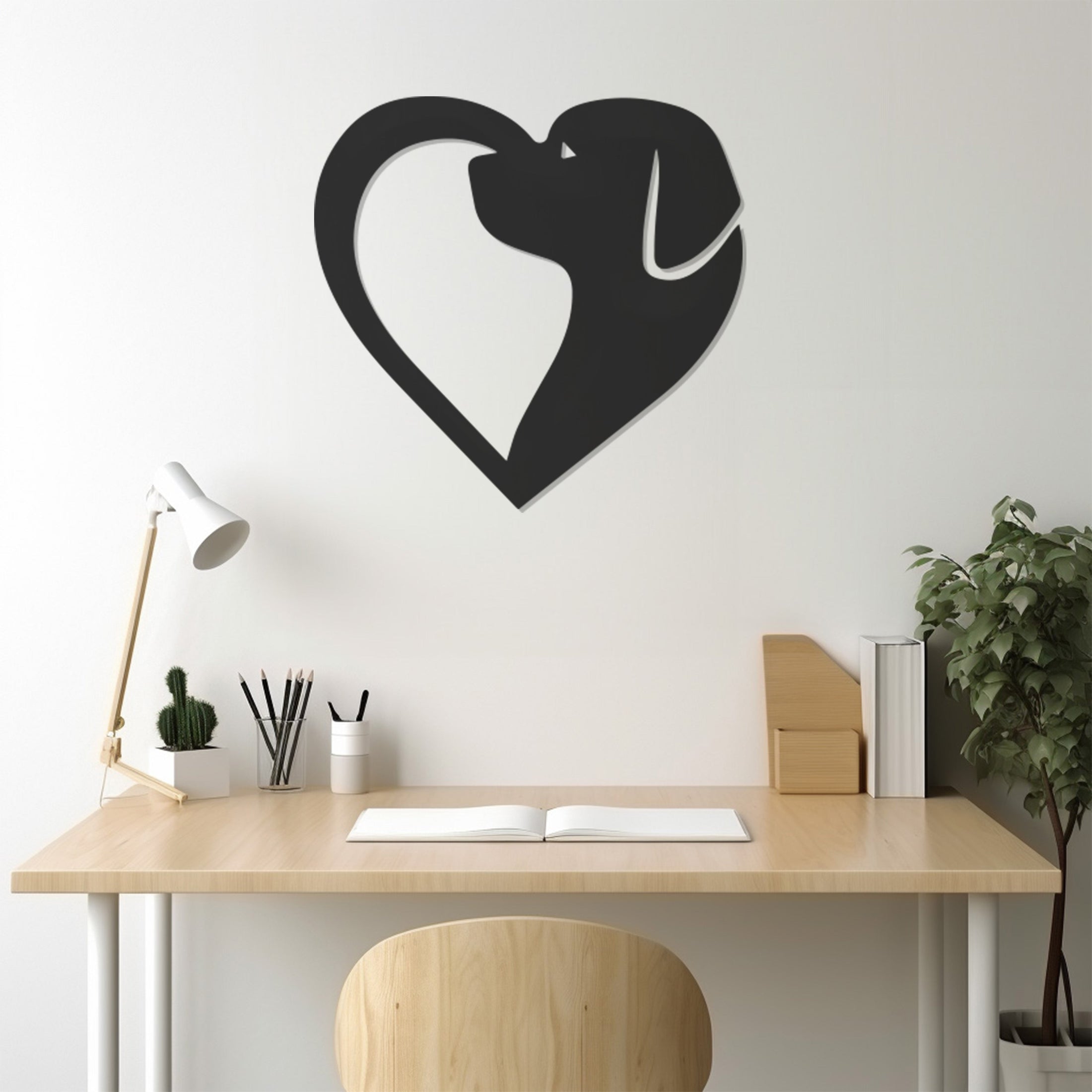 Wall Decor With Heart Silhouette Combining Heart And Dog