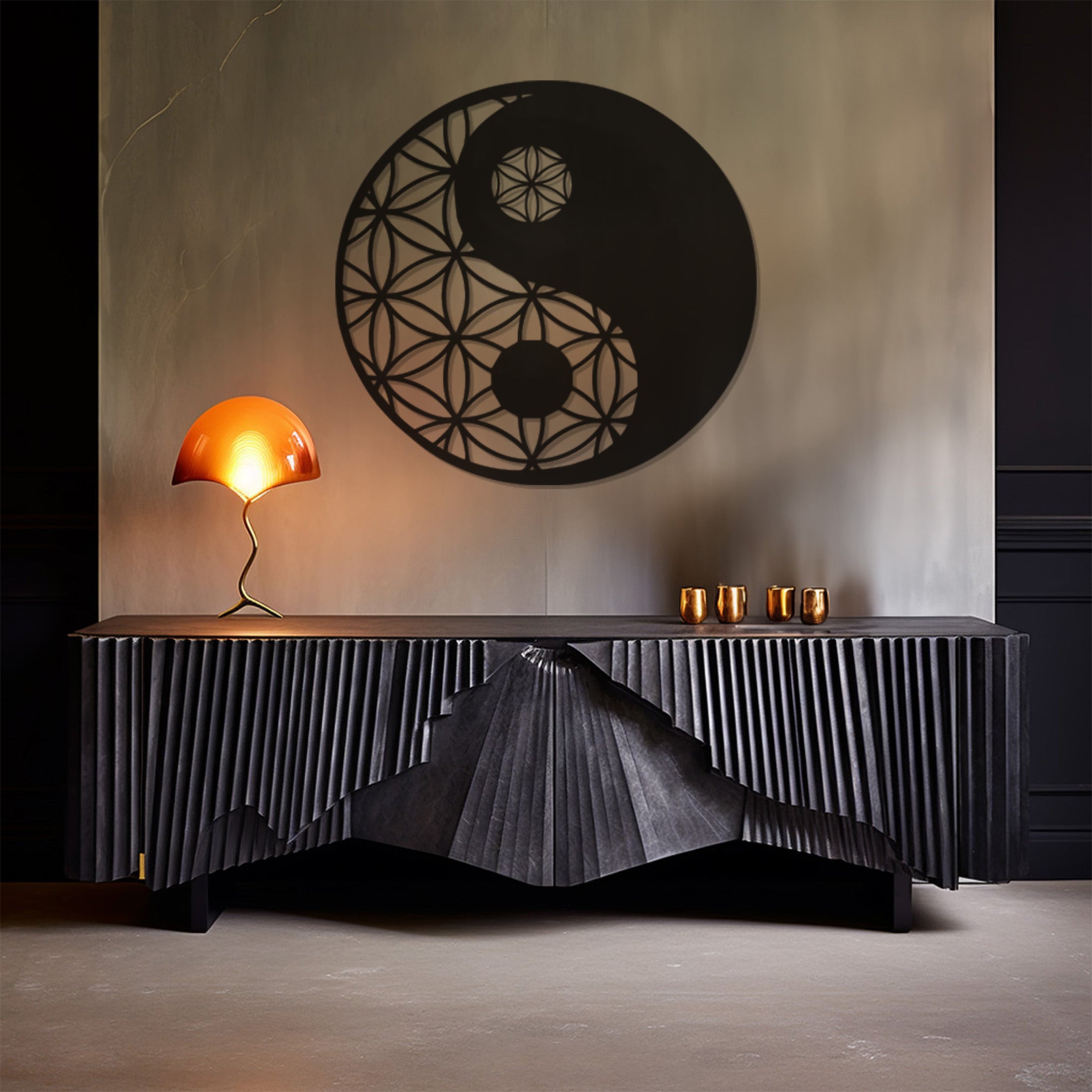 Yinyang Geometric Patterned Metal Wall Decor