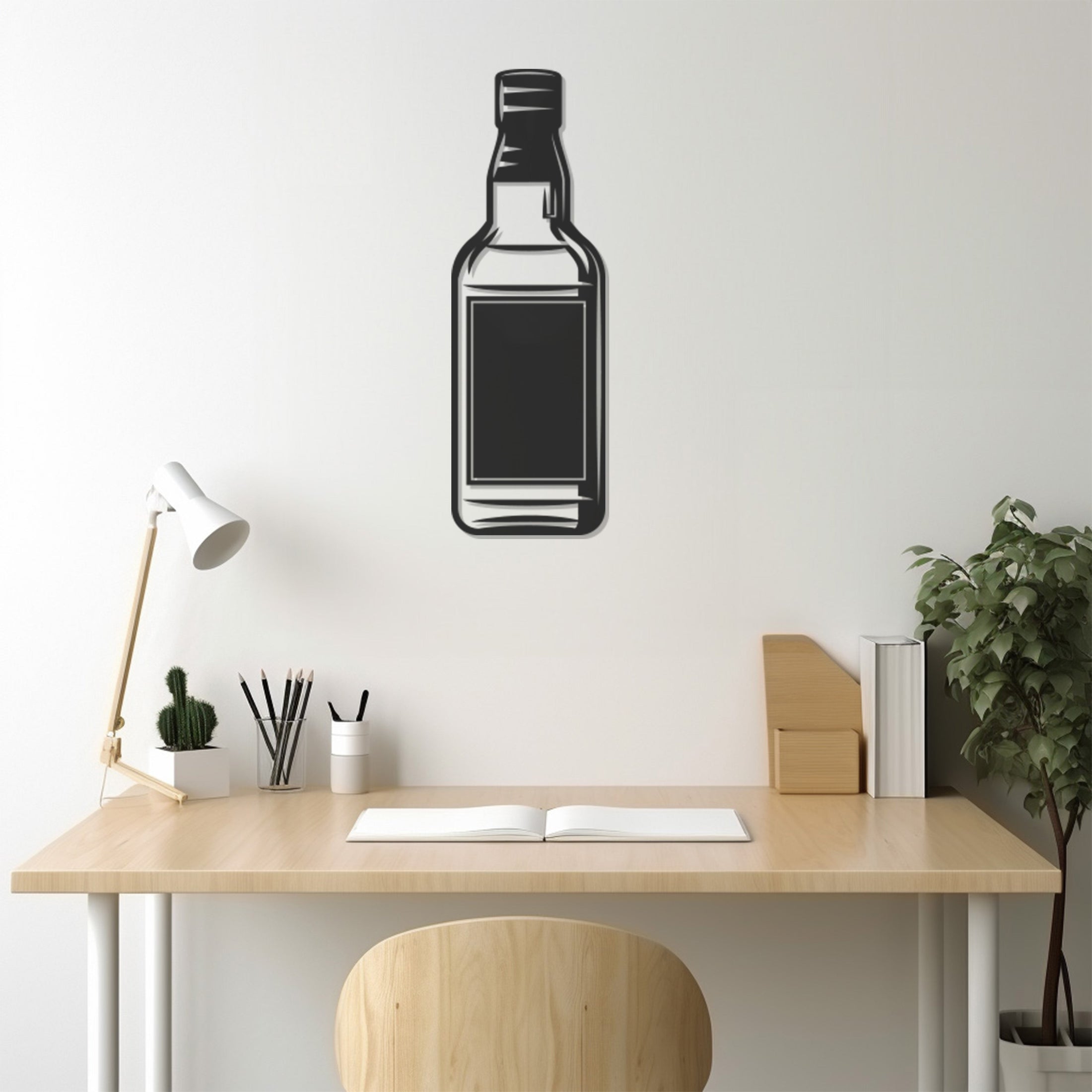 Whiskey Bottle Metal Wall Art