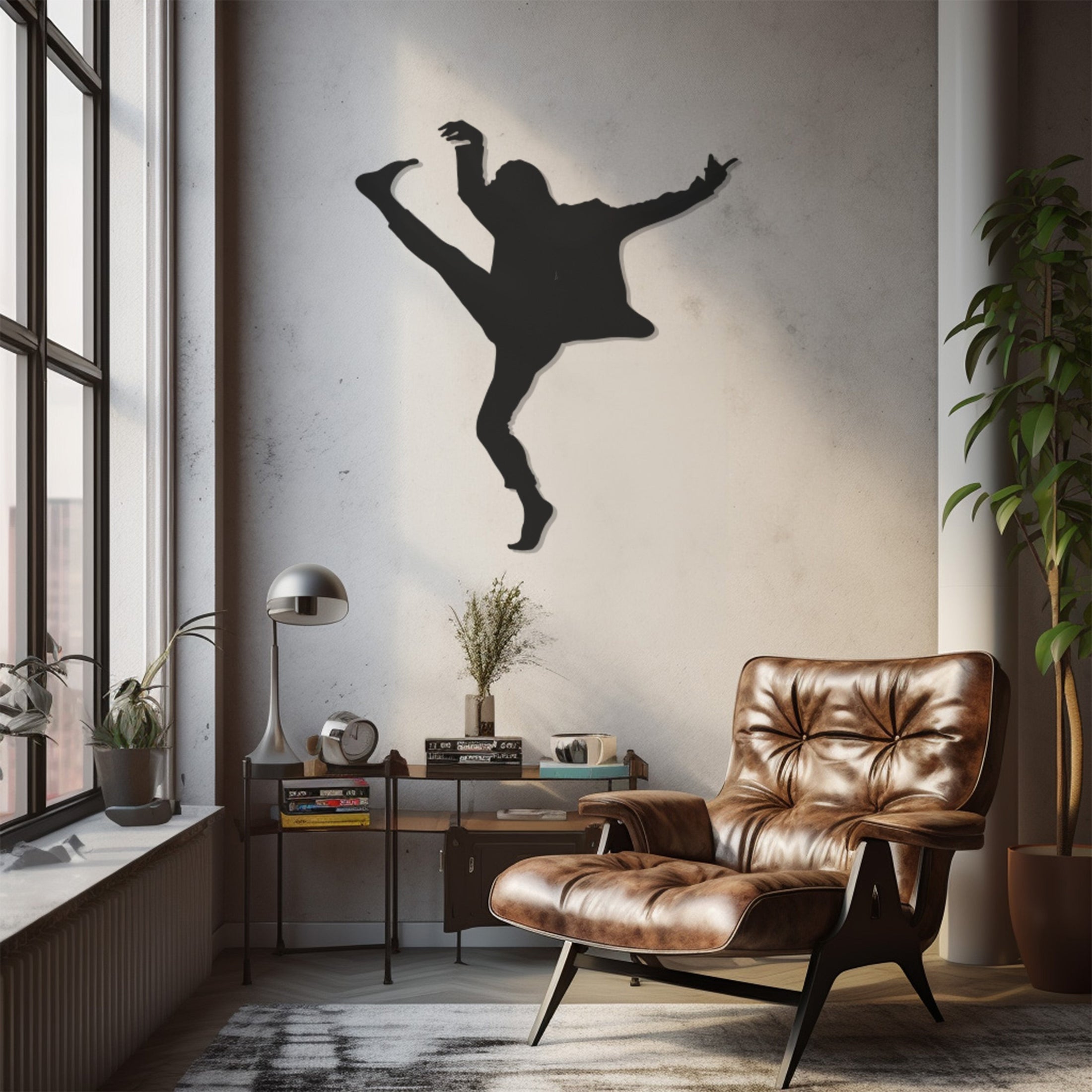 Man Dancing With His Feet In The Air Metal Wall Art