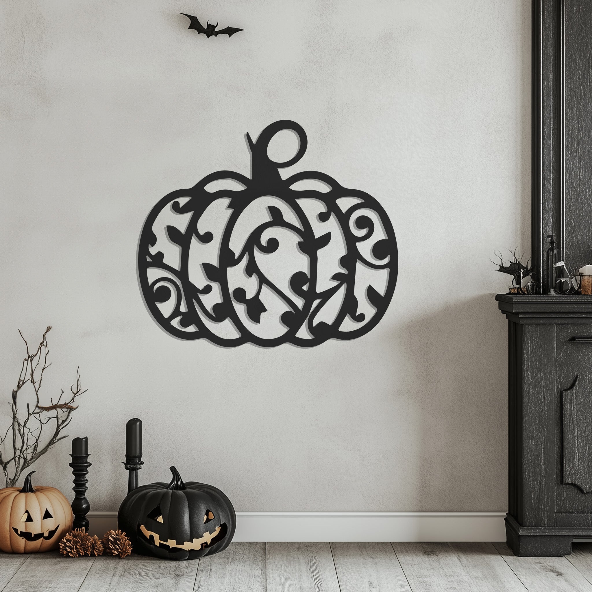 Pumpkin Design Halloween Theme Metal Wall Art