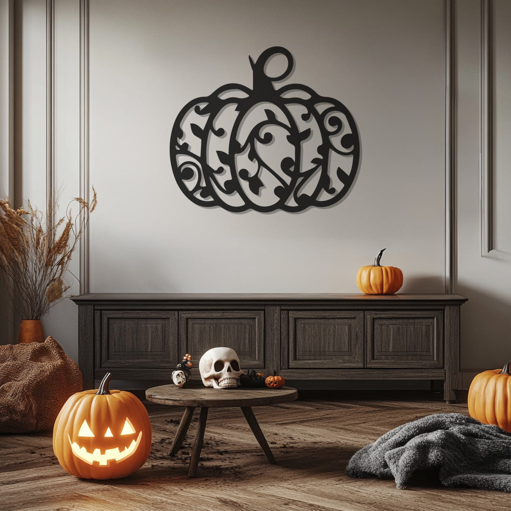 Pumpkin Design Halloween Theme Metal Wall Art