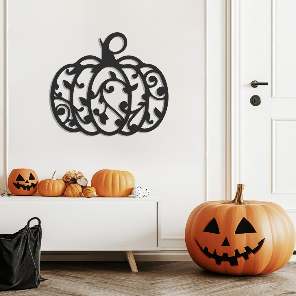 Pumpkin Design Halloween Theme Metal Wall Art