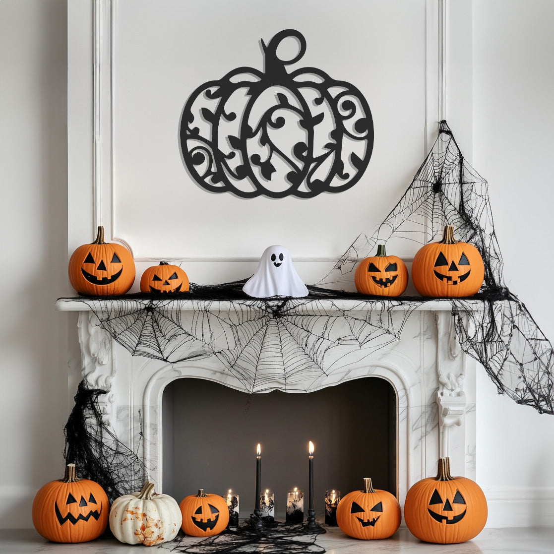 Pumpkin Design Halloween Theme Metal Wall Art