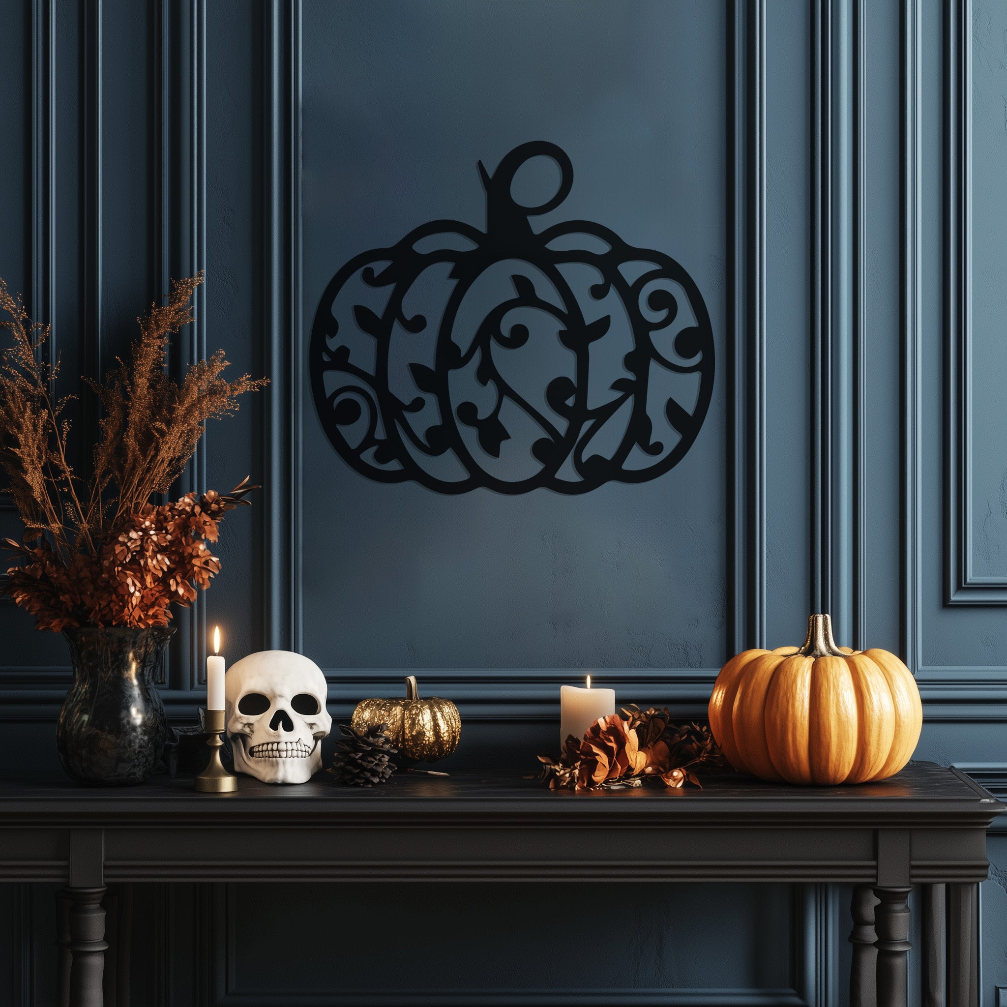 Pumpkin Design Halloween Theme Metal Wall Art