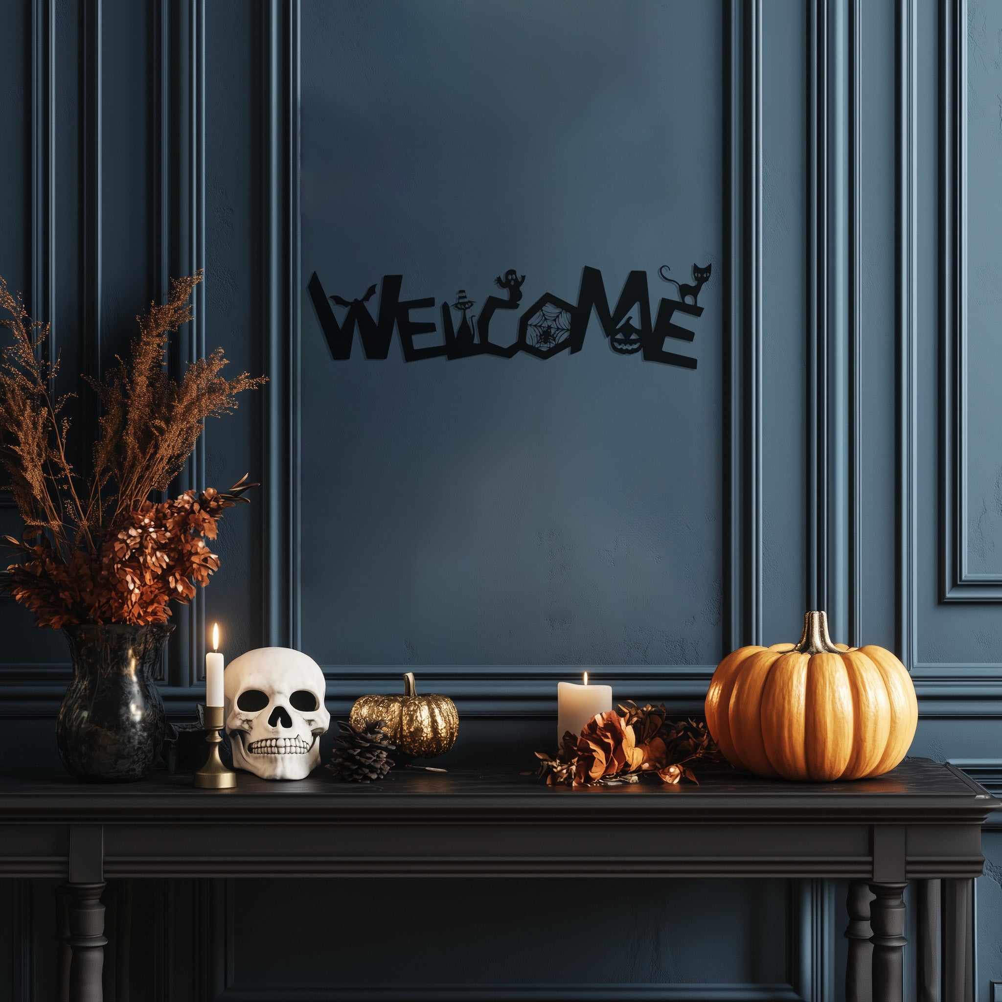 Halloween Theme Welcome Metal Wall Art