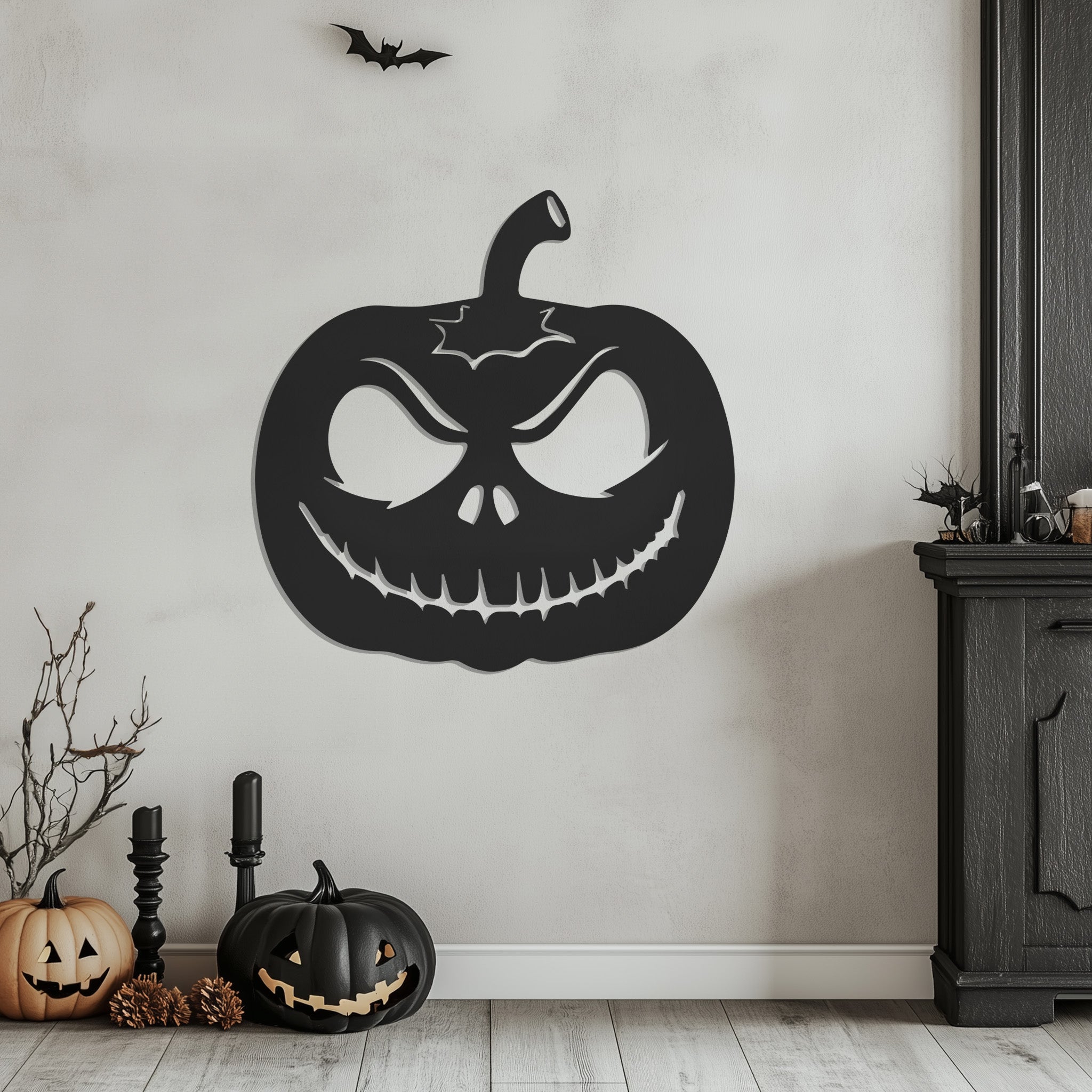 Scary Pumpkin Halloween Theme Metal Wall Art