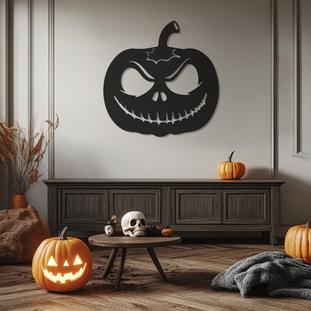 Scary Pumpkin Halloween Theme Metal Wall Art