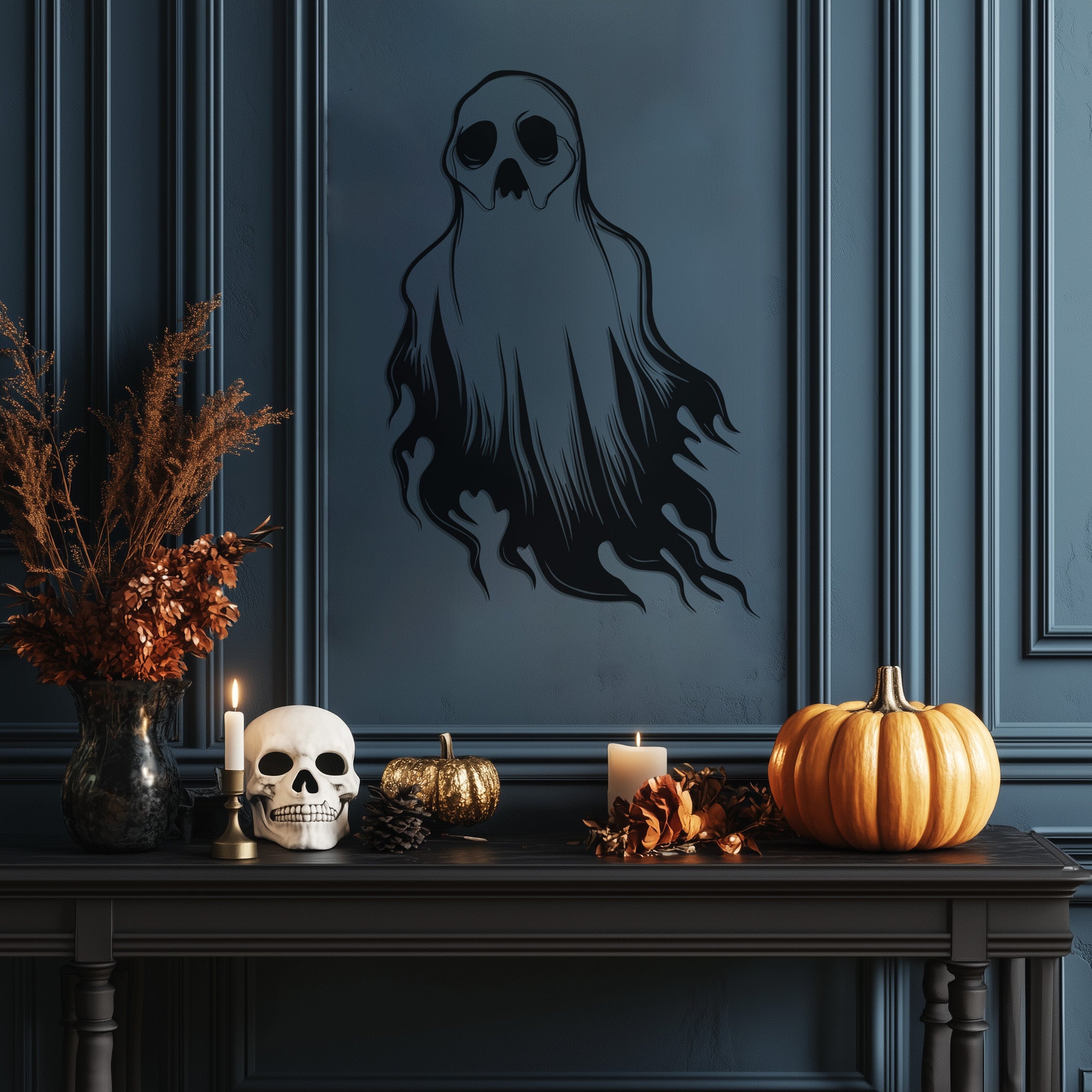 Ghost Halloween Theme Metal Wall Art