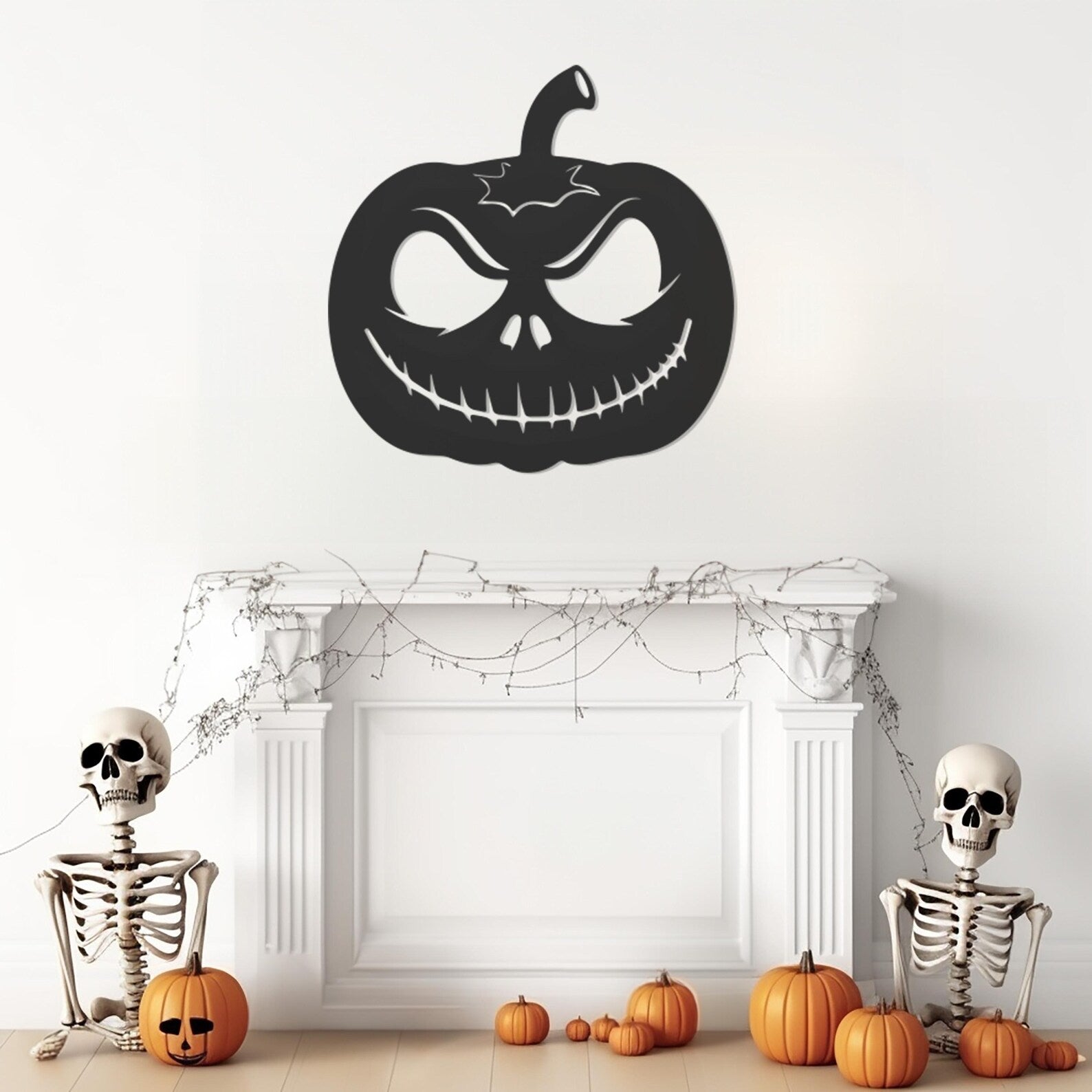 Scary Pumpkin Halloween Theme Metal Wall Art