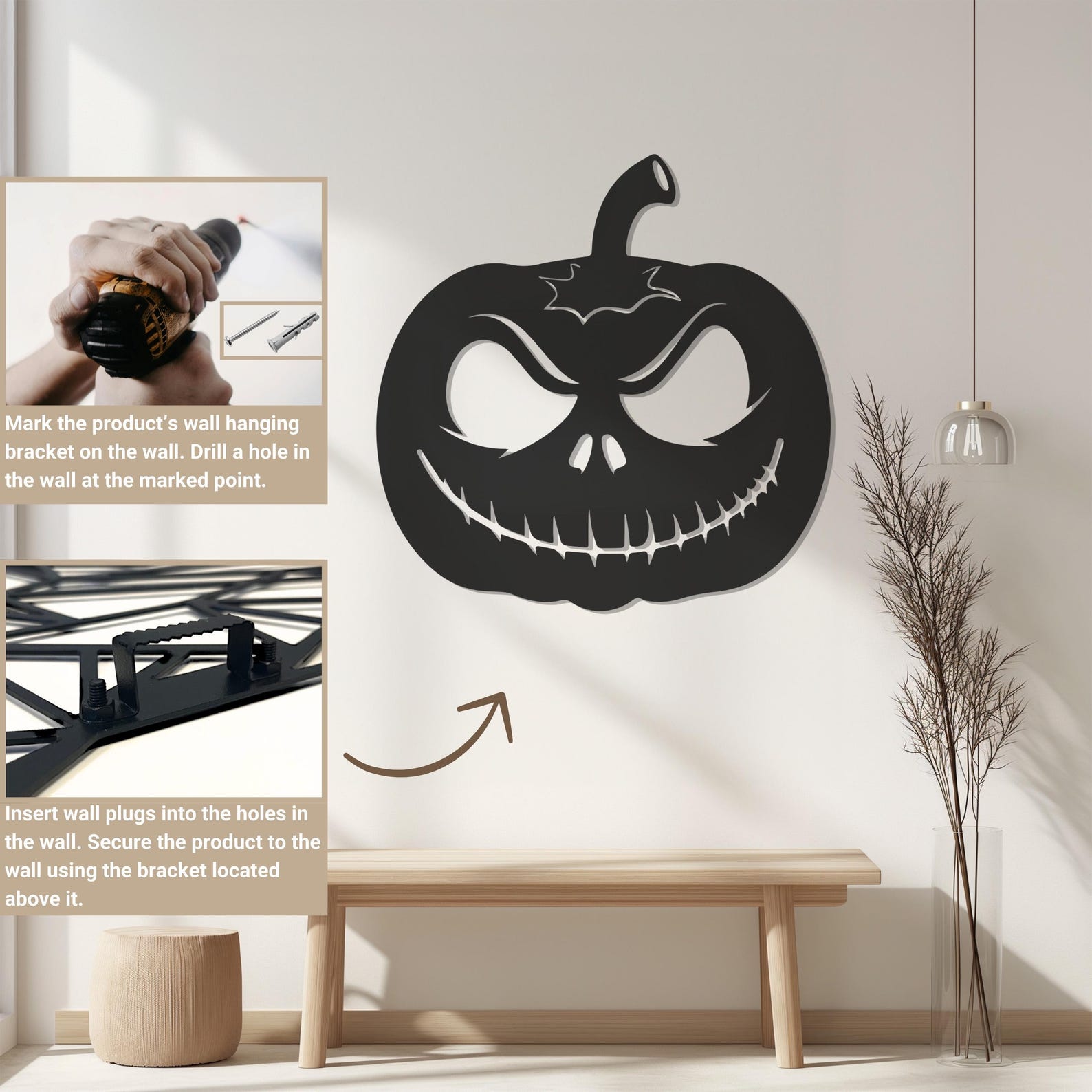 Scary Pumpkin Halloween Theme Metal Wall Art