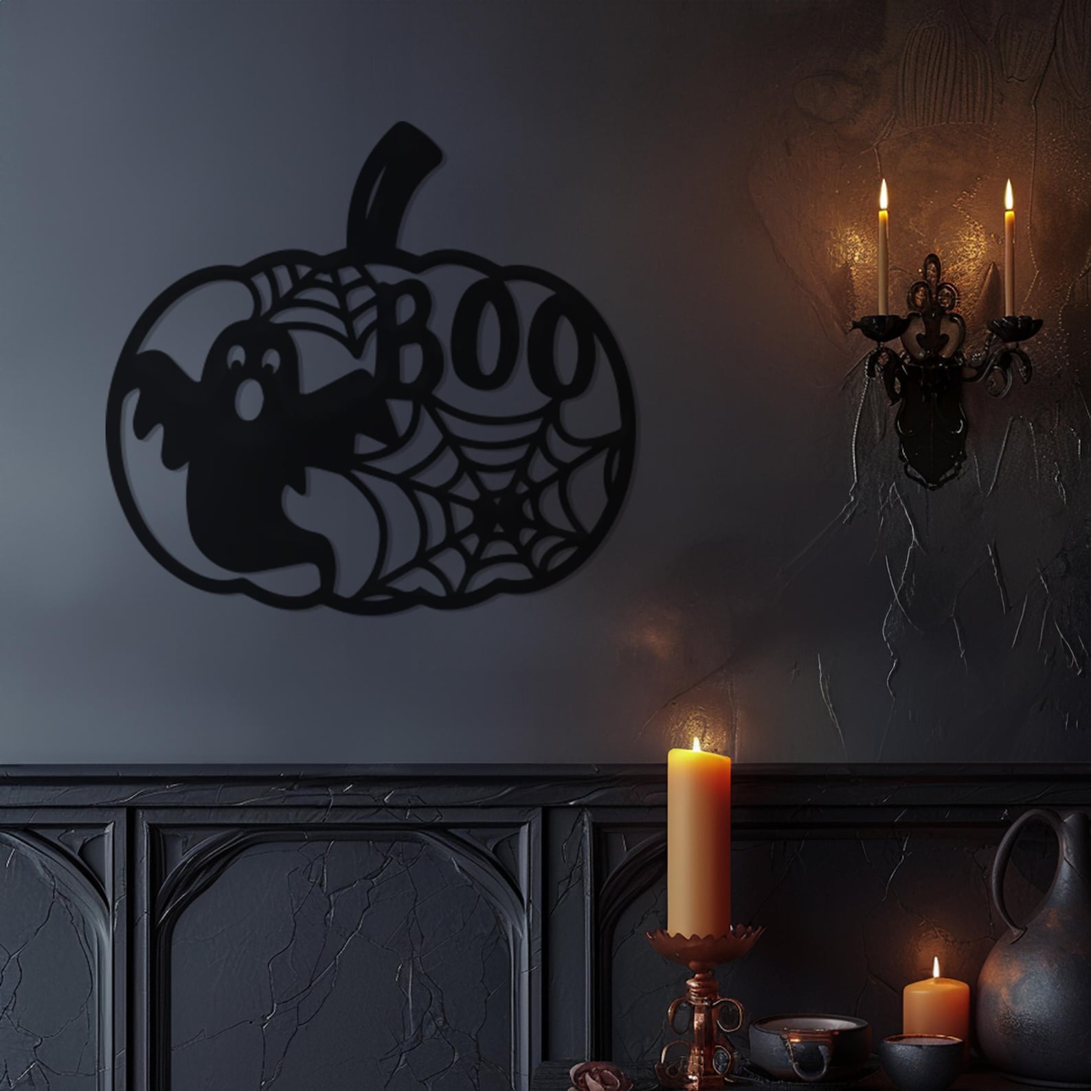 Boo Ghost Design Halloween Theme Metal Wall Art