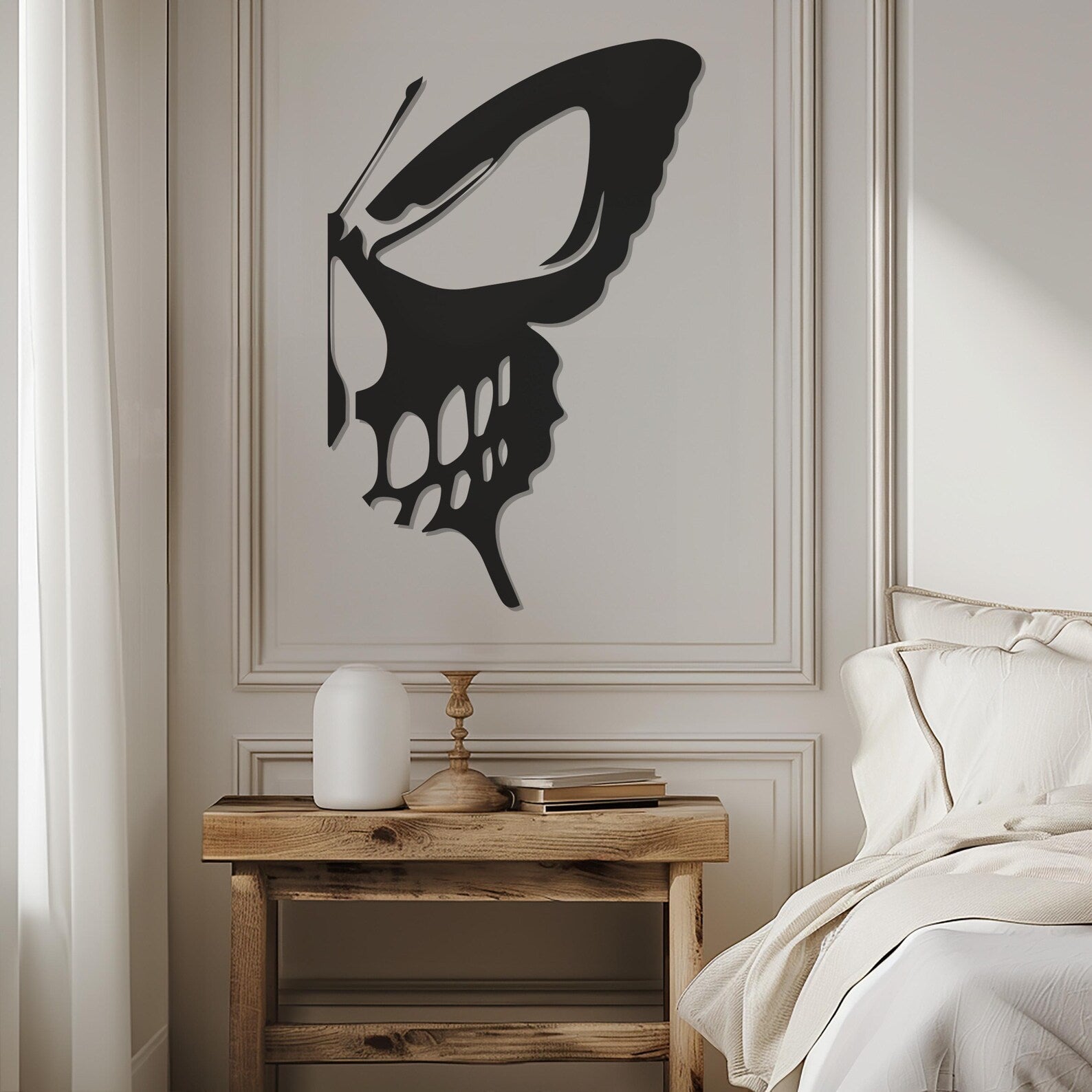 Butteryfly Spooky Skull Halloween Metal Wall Art