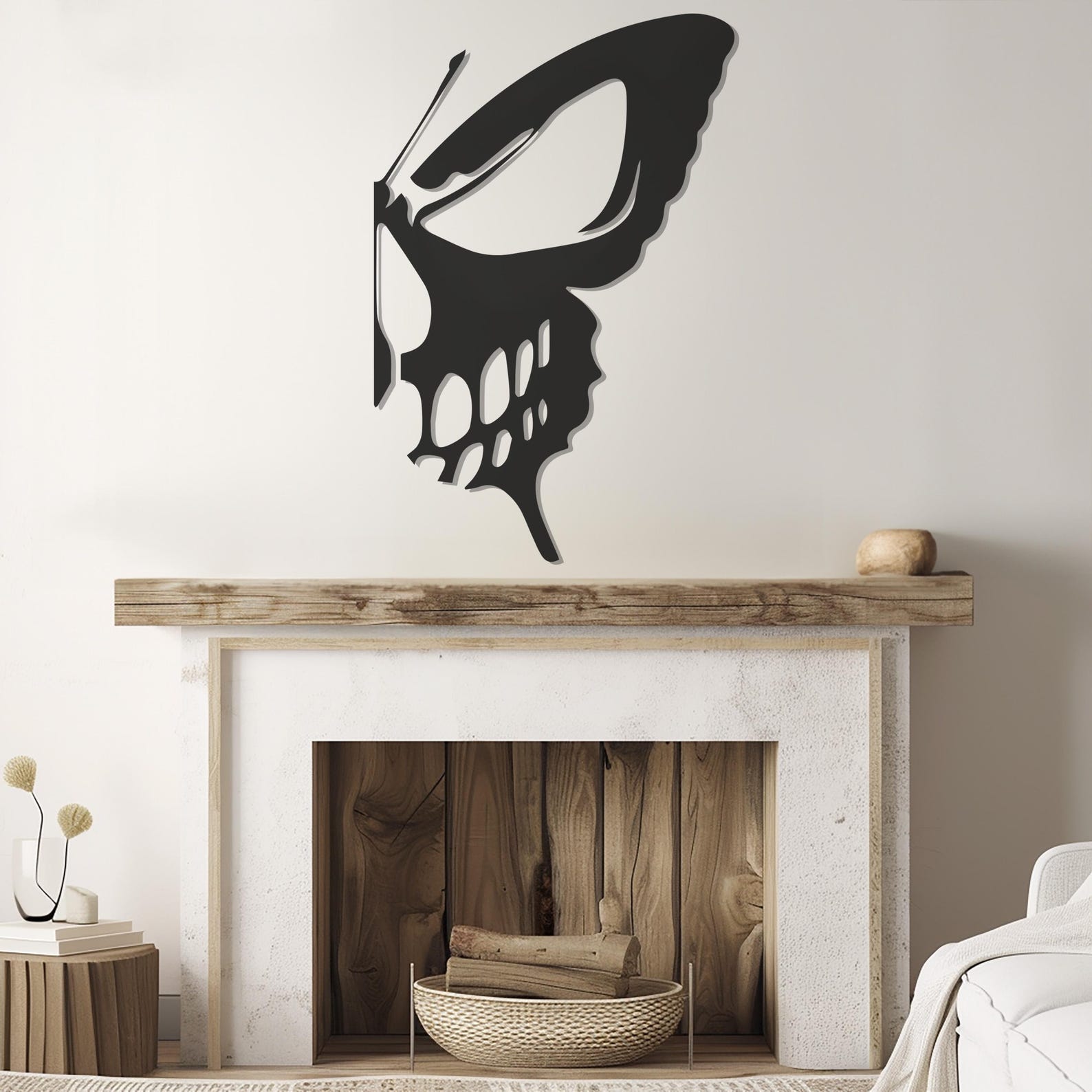 Butteryfly Spooky Skull Halloween Metal Wall Art